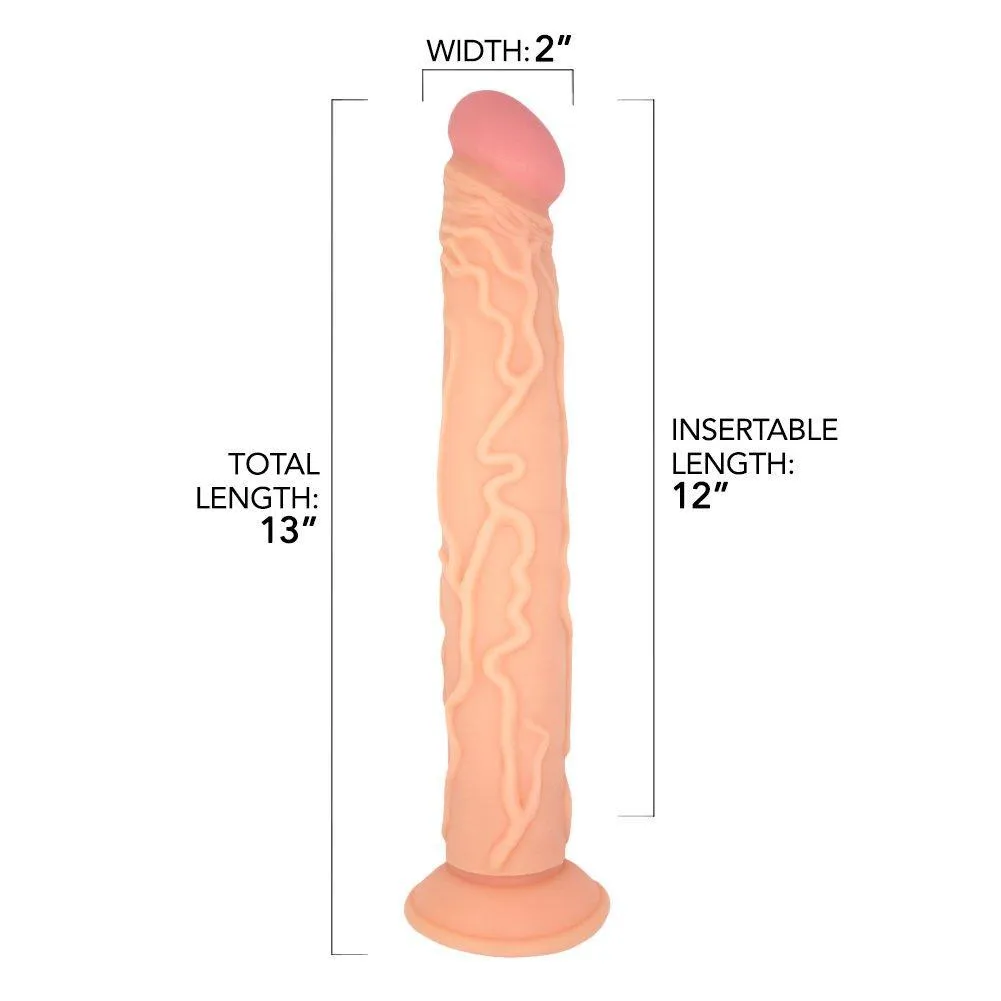 13 Inch Ultra Veined Suction Cup Dildo