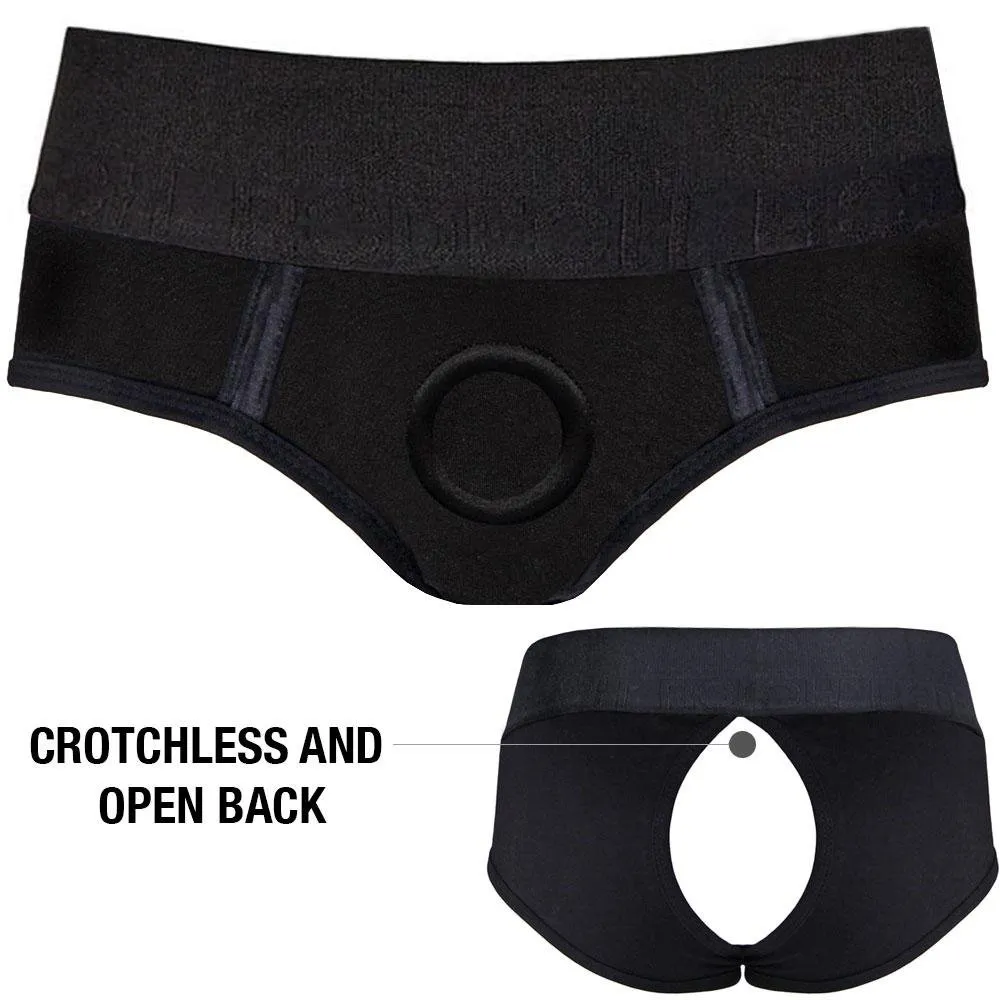 2.0 Brief  Crotchless Harness - Black