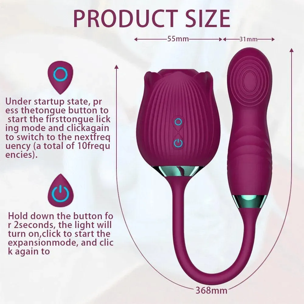 3 in 1 Rose Toy with Flapping Vibrator