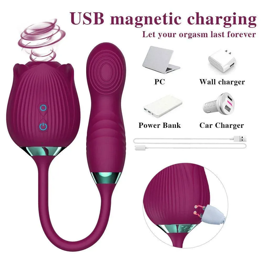 3 in 1 Rose Toy with Flapping Vibrator