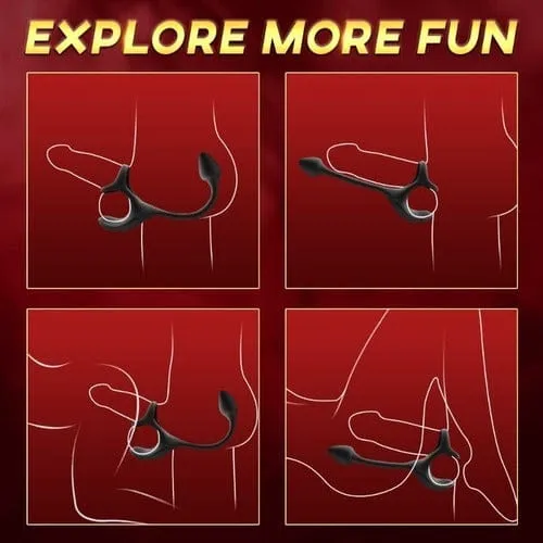 3 In 1 Spherical Vibrating Anal Plug Testicles Stimulator With cock Ring