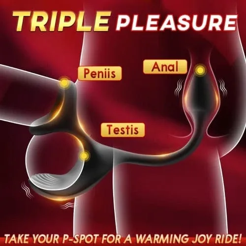 3 In 1 Spherical Vibrating Anal Plug Testicles Stimulator With cock Ring