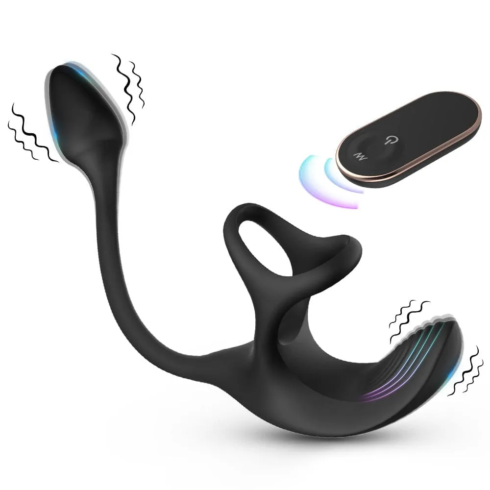 3 In 1 Spherical Vibrating Anal Plug Testicles Stimulator With cock Ring