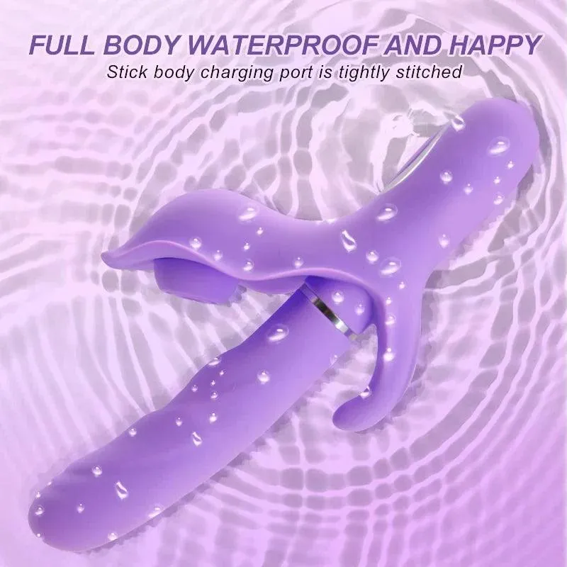 4 in 1 Thrusting Sucking & Flapping Rabbit Vibrator G-spot Masager for Women and Couples