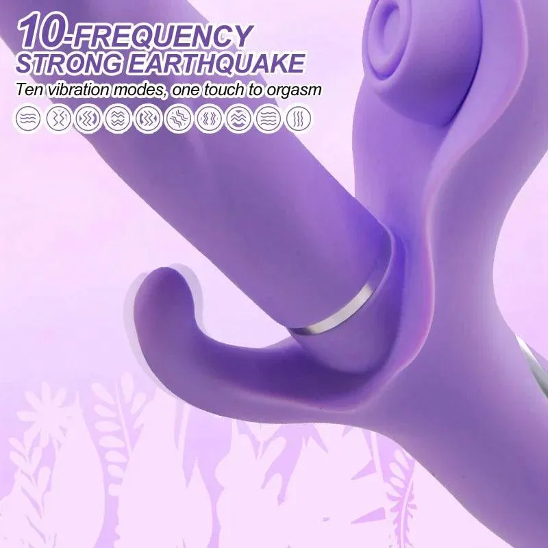 4 in 1 Thrusting Sucking & Flapping Rabbit Vibrator G-spot Masager for Women and Couples
