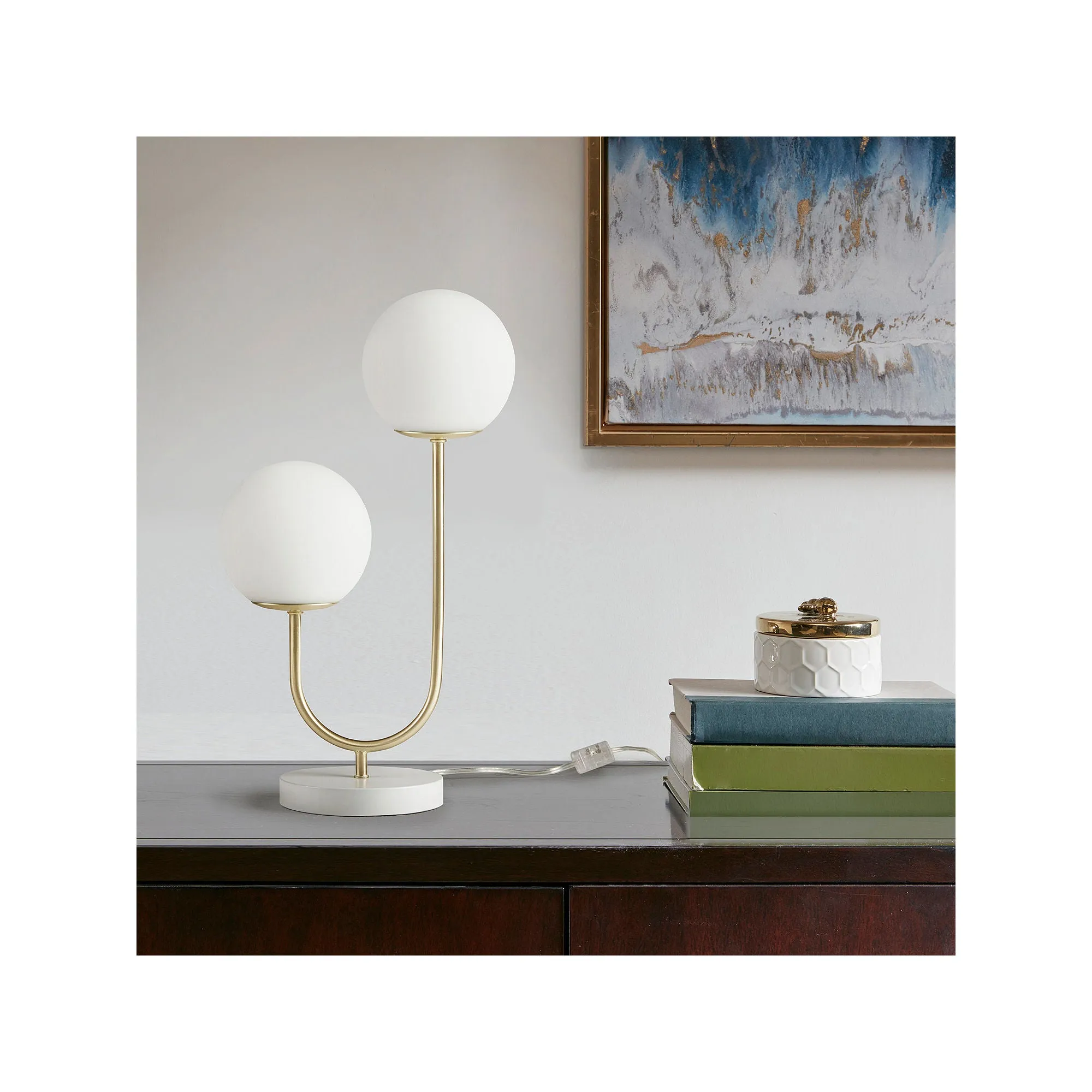 510 Design Zusa 2-Light Globe Metal Table Lamp - GOLD WHITE ONE SIZE