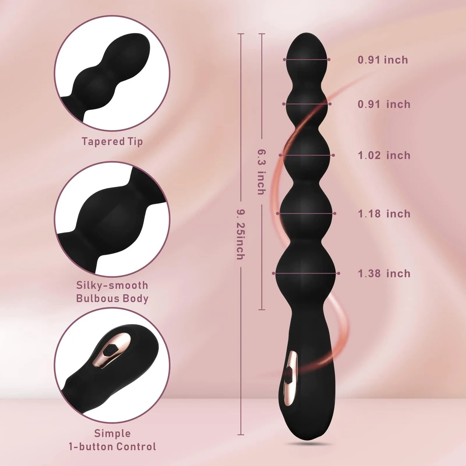7 Frequency Vibration Anal Beads Graduated Design Butt Plug G-Spot Vibrator Sex Toy for Man & Woman