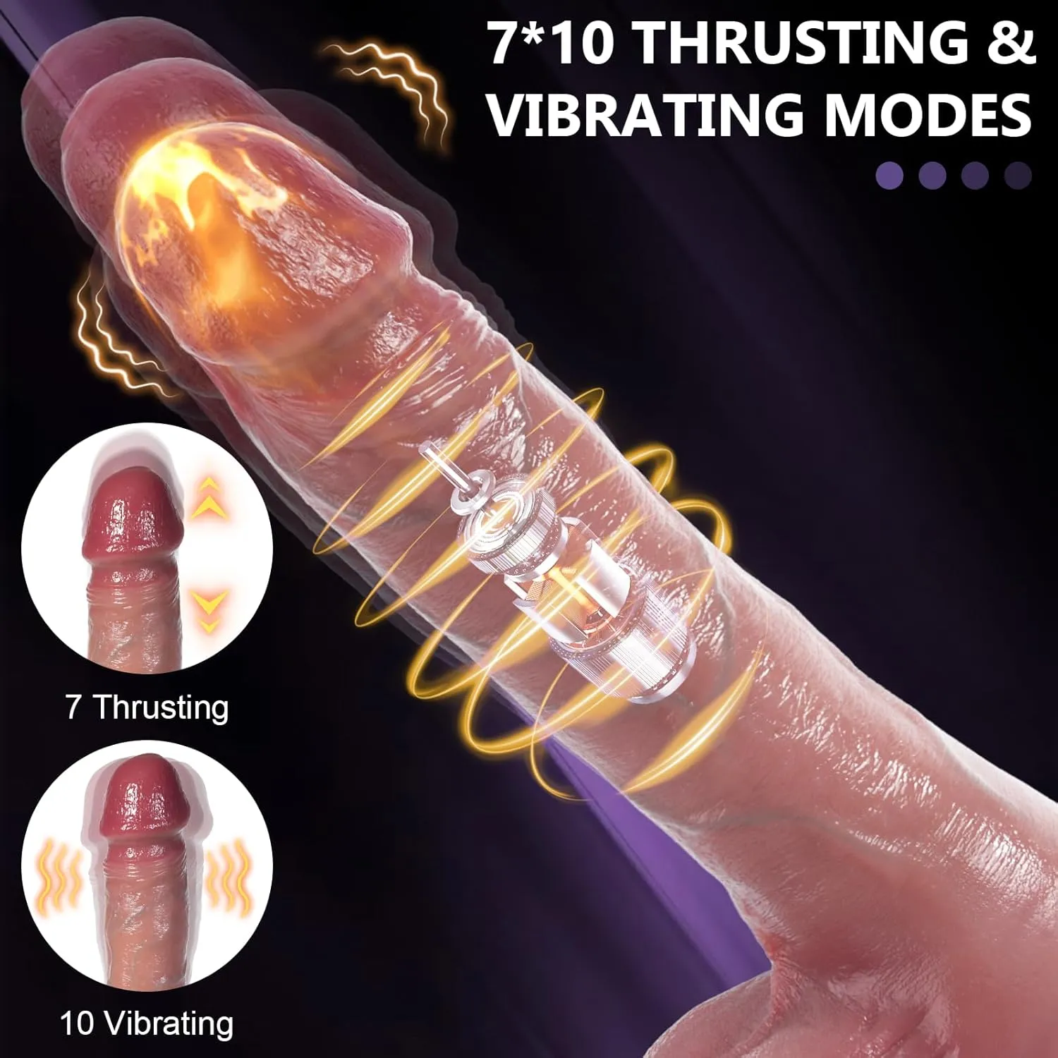 8.5 Inch Realistic Dildos with 7 Thrusting & 10 Vibrating & Heating Modes