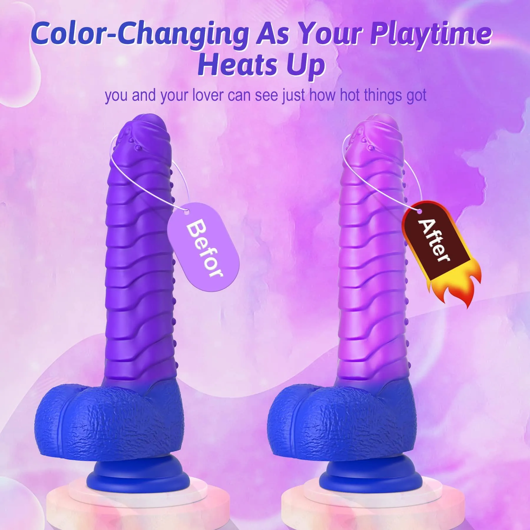 Absalom Caterpillar Color-Changing Telescopic Dildo Heating Monster Dildos with Suction Cup Woman Sex Toy