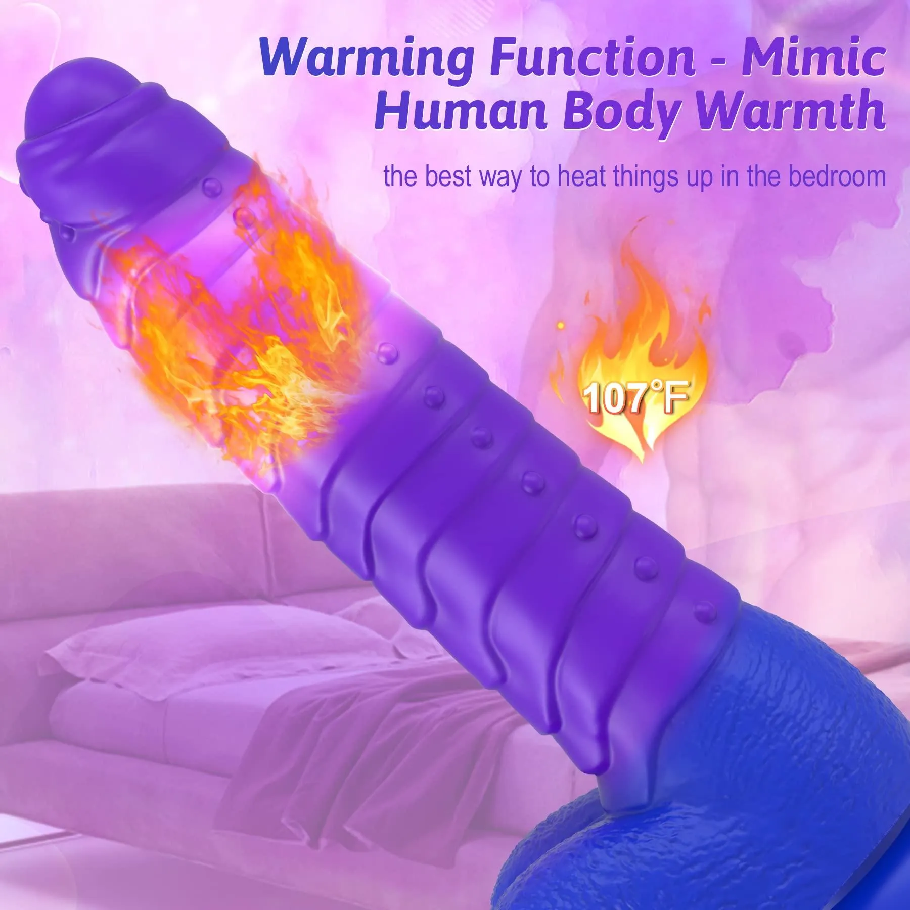 Absalom Caterpillar Color-Changing Telescopic Dildo Heating Monster Dildos with Suction Cup Woman Sex Toy