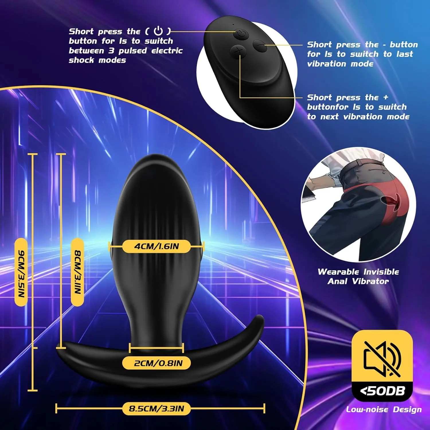 Anal Butt Plug Sex Toys for Men, KERERO Prostate Massager Anal Toys with 10 Vibrating & 3 Shocking Modes,Remote Control Adult Sex Toys for Couples