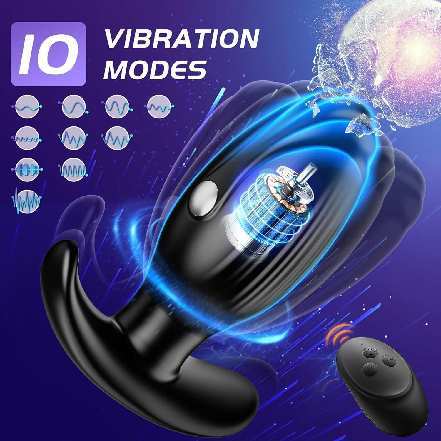 Anal Butt Plug Sex Toys for Men, KERERO Prostate Massager Anal Toys with 10 Vibrating & 3 Shocking Modes,Remote Control Adult Sex Toys for Couples
