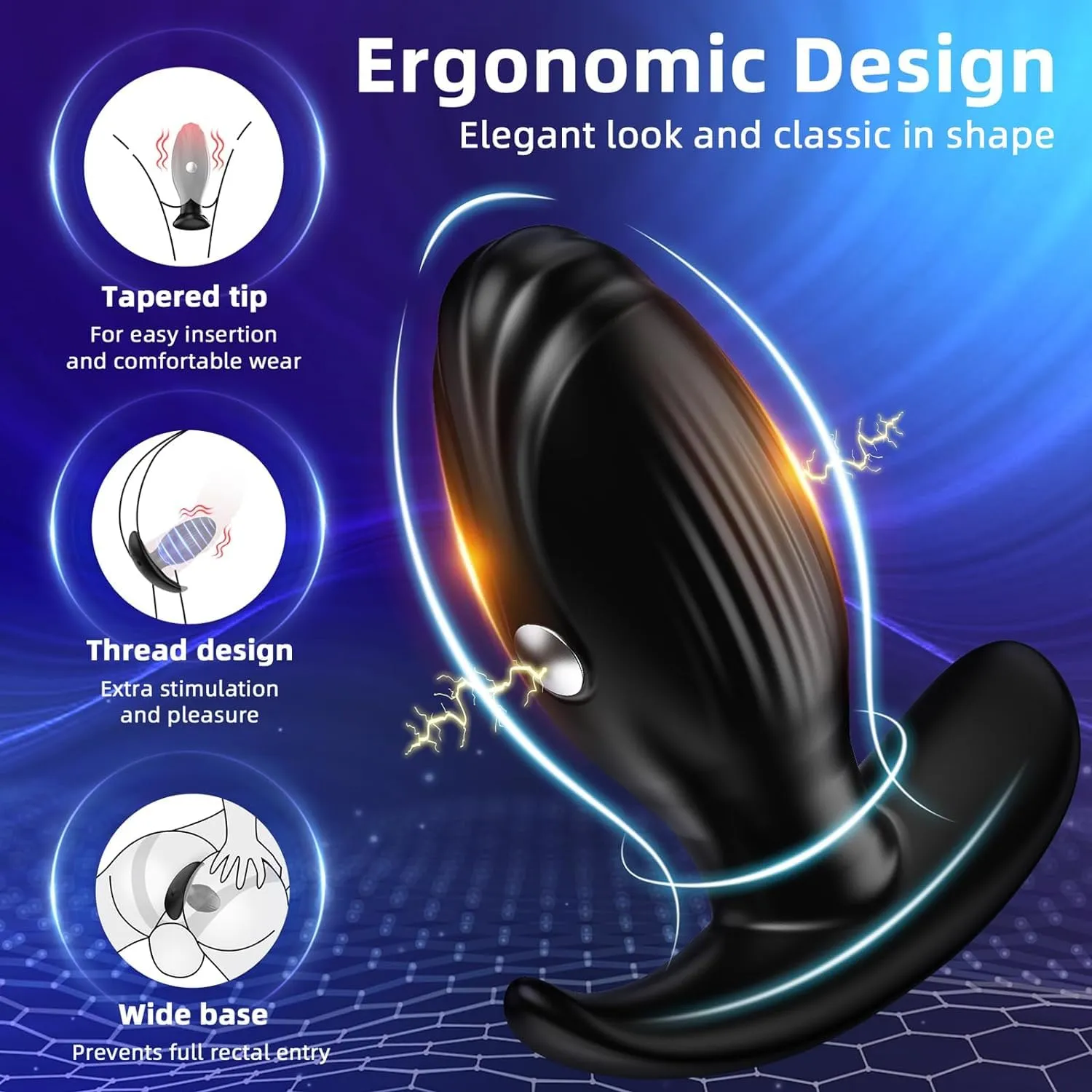 Anal Butt Plug Sex Toys for Men, KERERO Prostate Massager Anal Toys with 10 Vibrating & 3 Shocking Modes,Remote Control Adult Sex Toys for Couples
