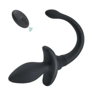 Anal Vibrator With Wagging Dog Tail 10 Vibrating Butt Plug