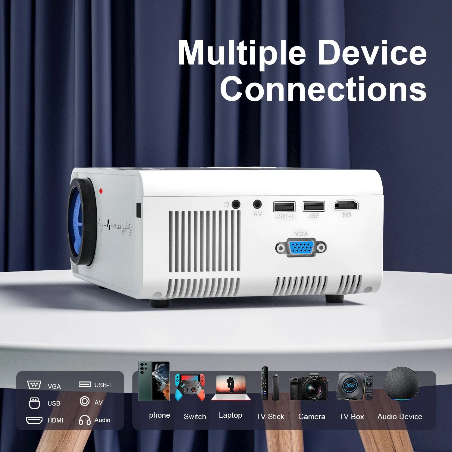 Asakuki 200" Class FHD (1080p) LCD Projector (410)