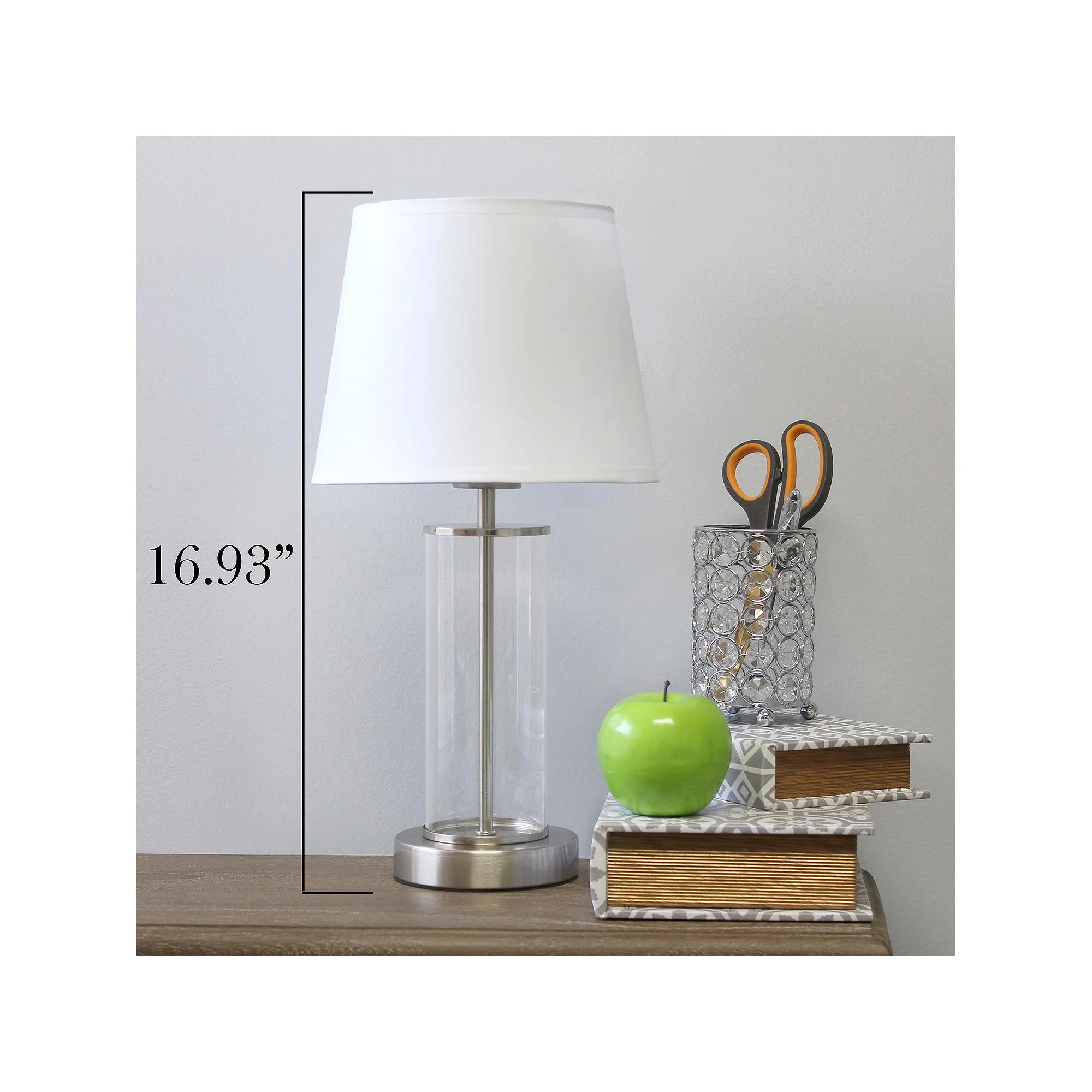 Asstd National Brand Simple Designs Encased Metal And Clear Glass Table Lamp LT2081-BOB - NICKEL WHITE ONE SIZE