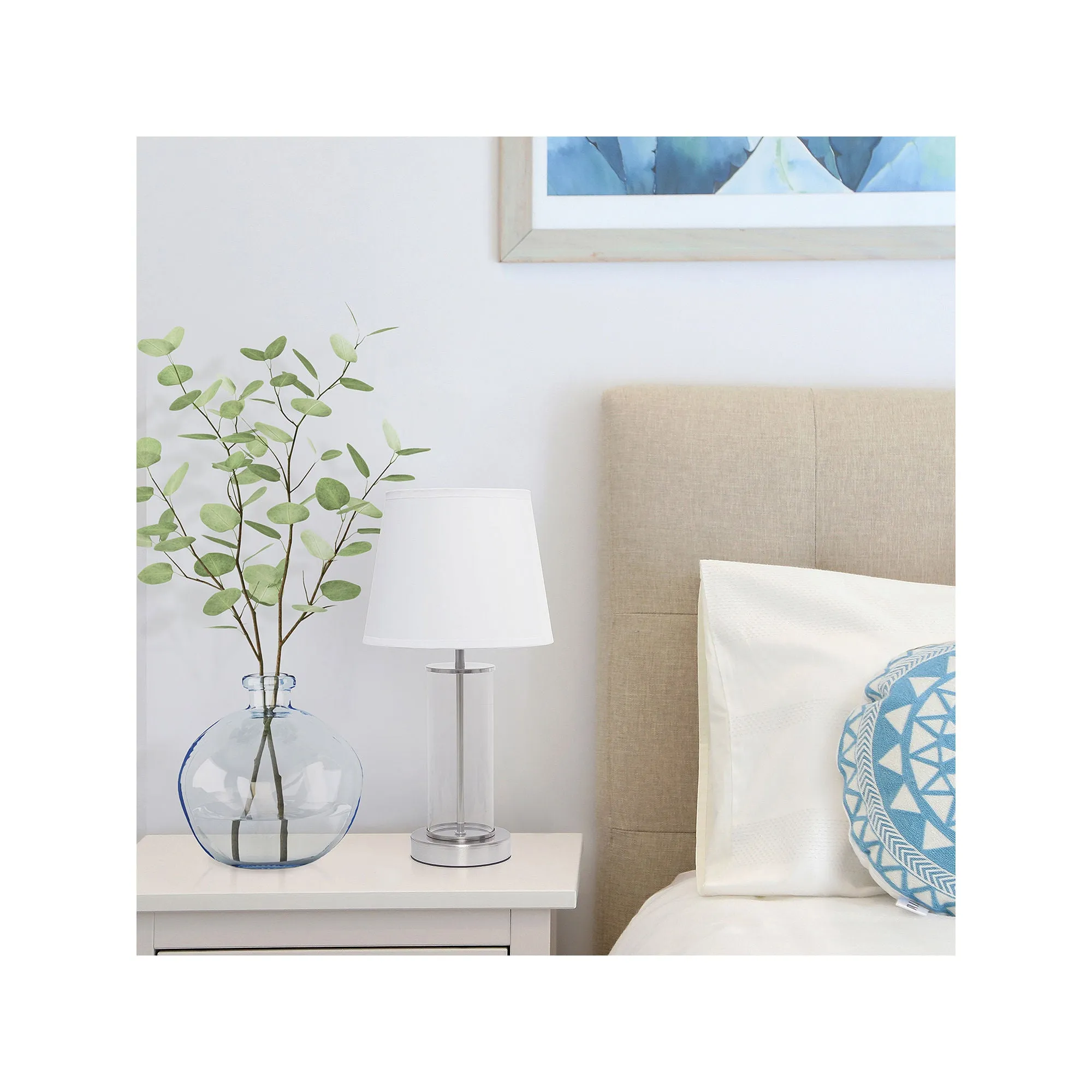 Asstd National Brand Simple Designs Encased Metal And Clear Glass Table Lamp LT2081-BOB - NICKEL WHITE ONE SIZE