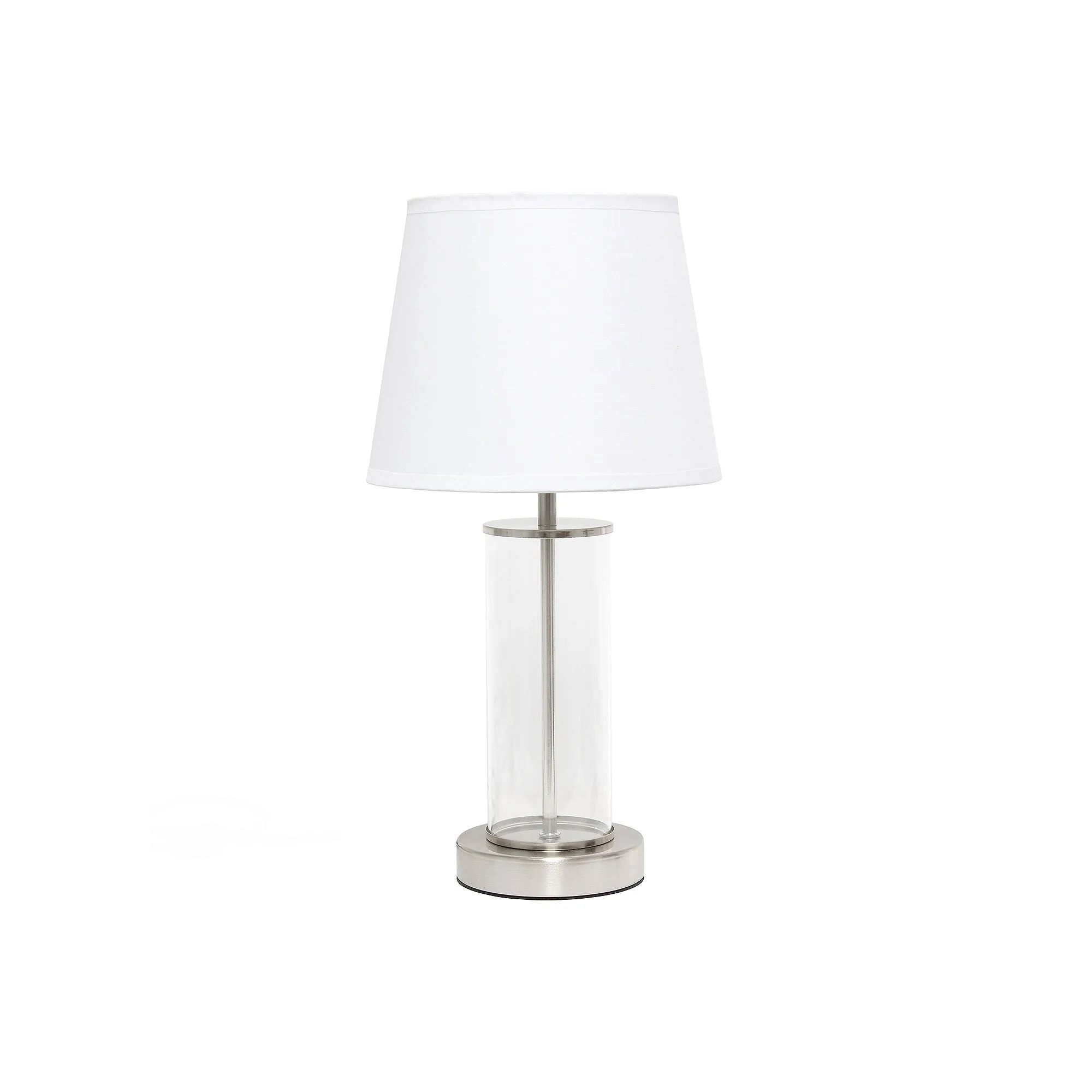 Asstd National Brand Simple Designs Encased Metal And Clear Glass Table Lamp LT2081-BOB - NICKEL WHITE ONE SIZE