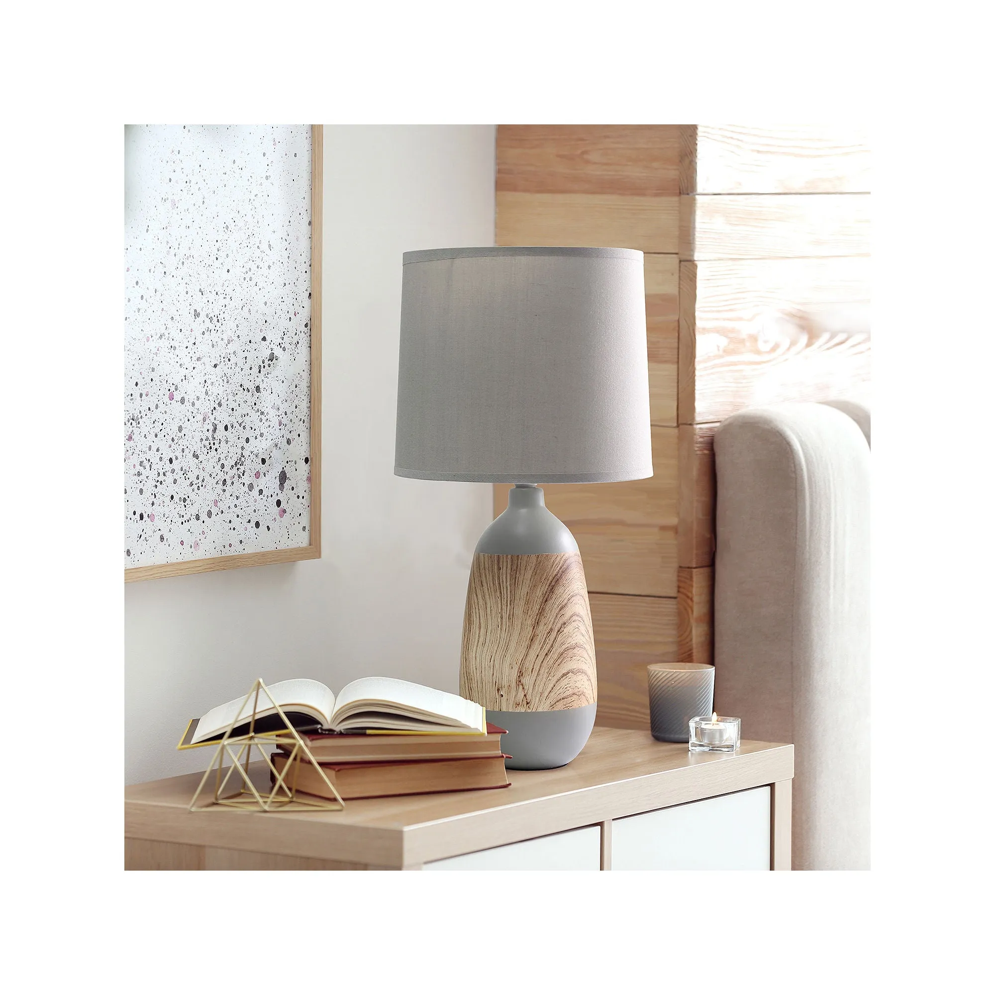 Asstd National Brand Simple Designs Oblong Ceramic Table Lamp LT1117-GRY - LT WOOD GRAY ONE SIZE