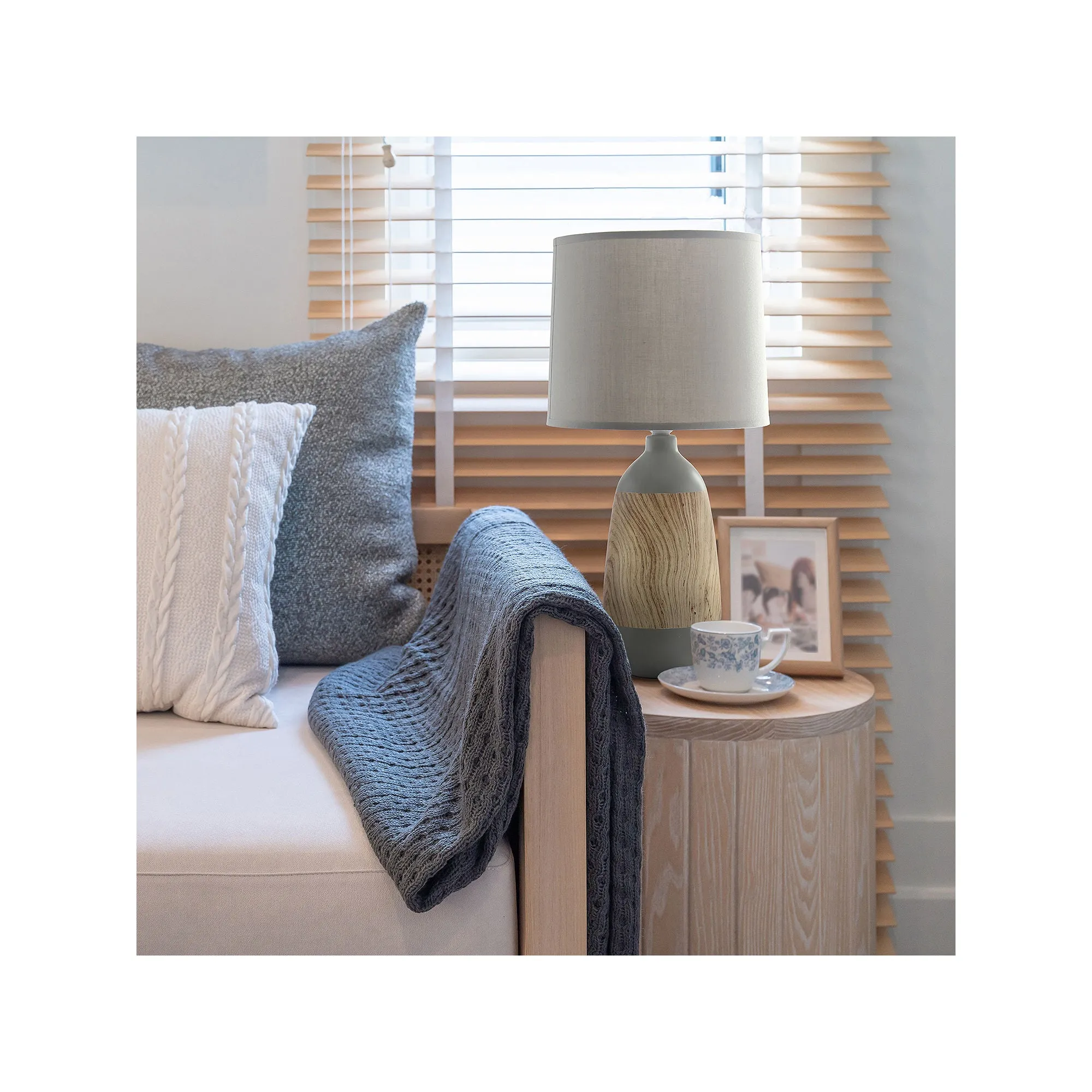 Asstd National Brand Simple Designs Oblong Ceramic Table Lamp LT1117-GRY - LT WOOD GRAY ONE SIZE