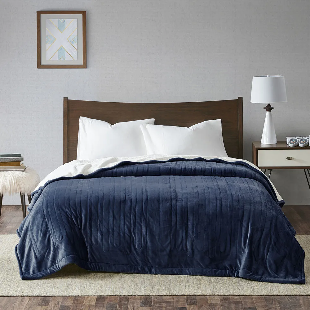Asstd National Brand True North Reversible Ultra Soft Plush Electric Blanket Blue - Full