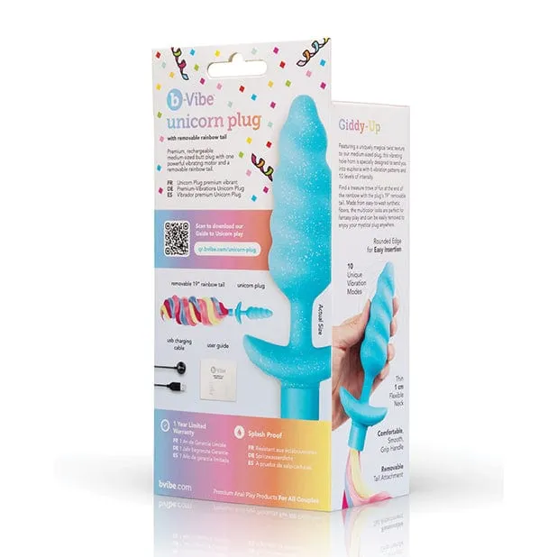 B Vibe - Unicorn Tail Vibrating Butt Plug Special Edition (Blue)