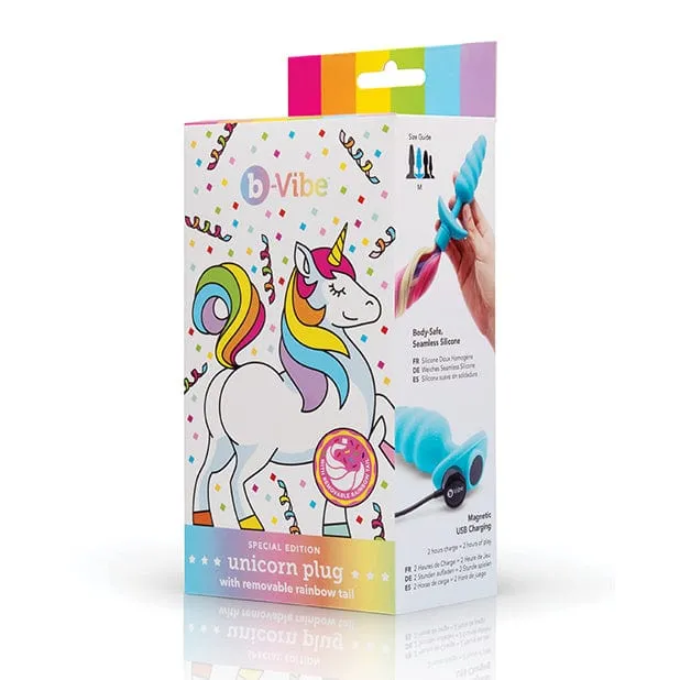 B Vibe - Unicorn Tail Vibrating Butt Plug Special Edition (Blue)
