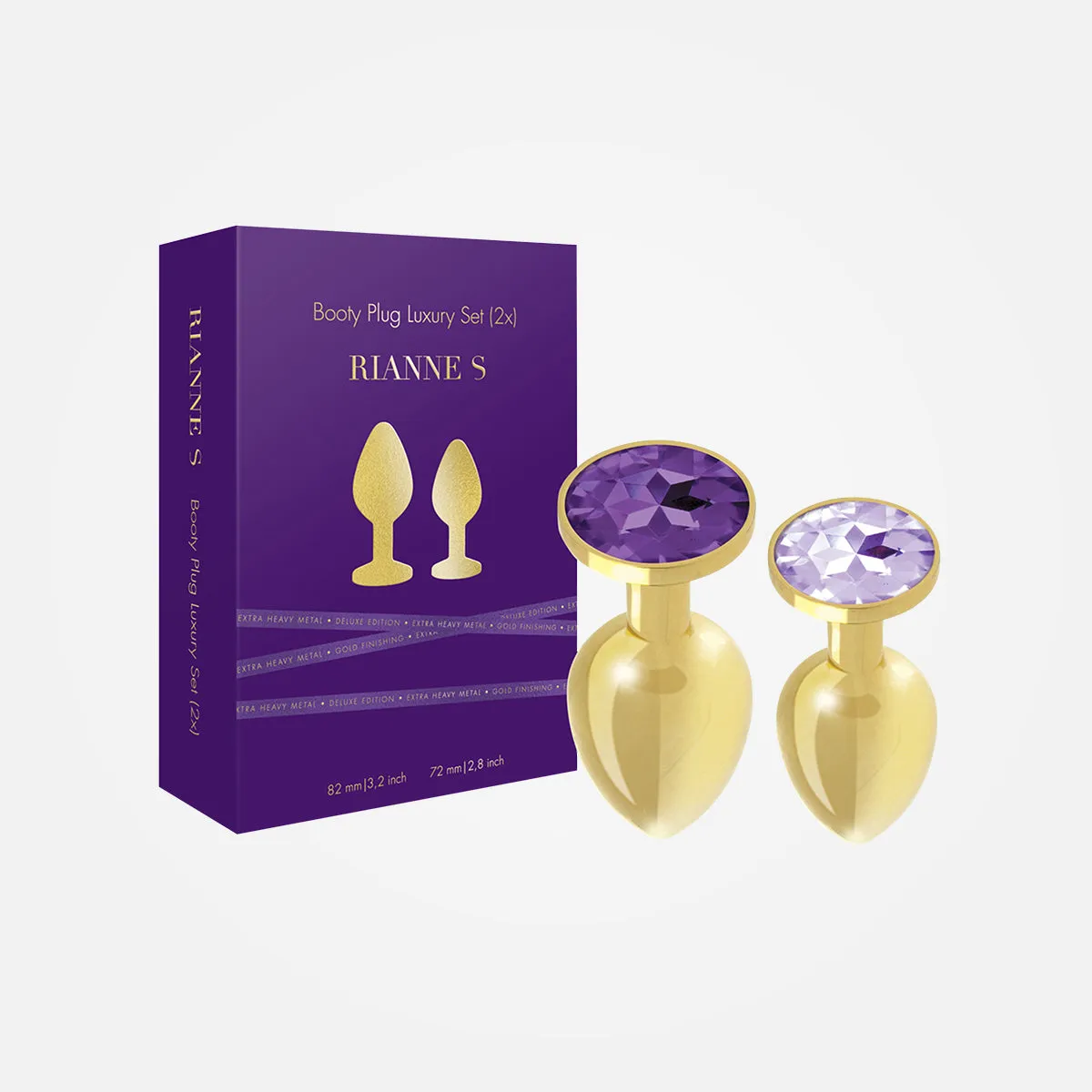 Booty Plug Luxury - Set 2 Gold Jewelled Non-Vibrating Anal Plugs