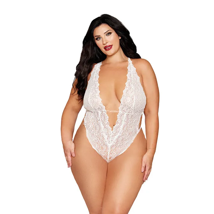 Bridal Lace Teddy with Removable Pearl Harness