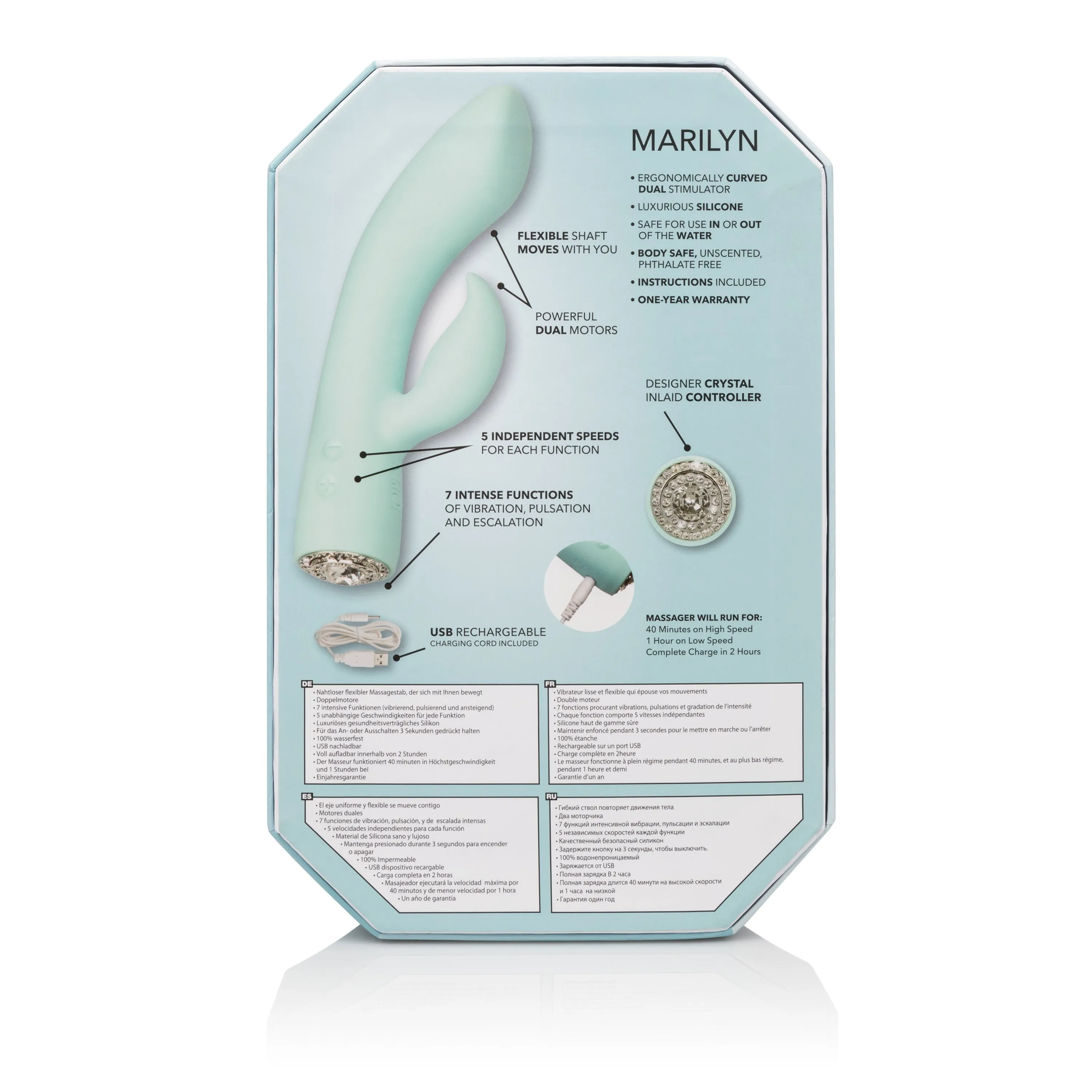 Calexotics - Pave Silicone Rabbit Vibrator Marilyn (Blue)
