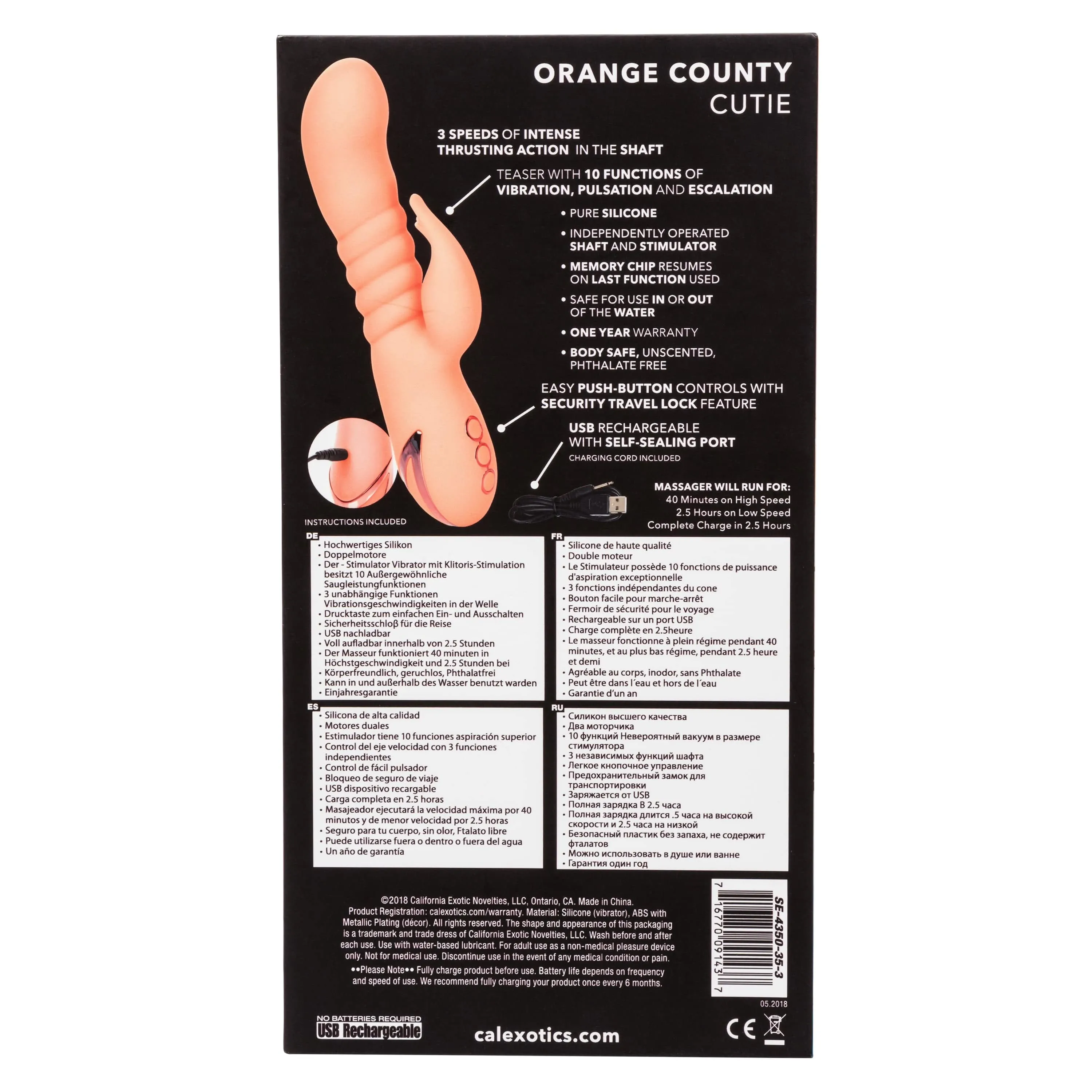 California Exotics - California Dreaming Orange County Cutie Rabbit Vibrator (Orange)