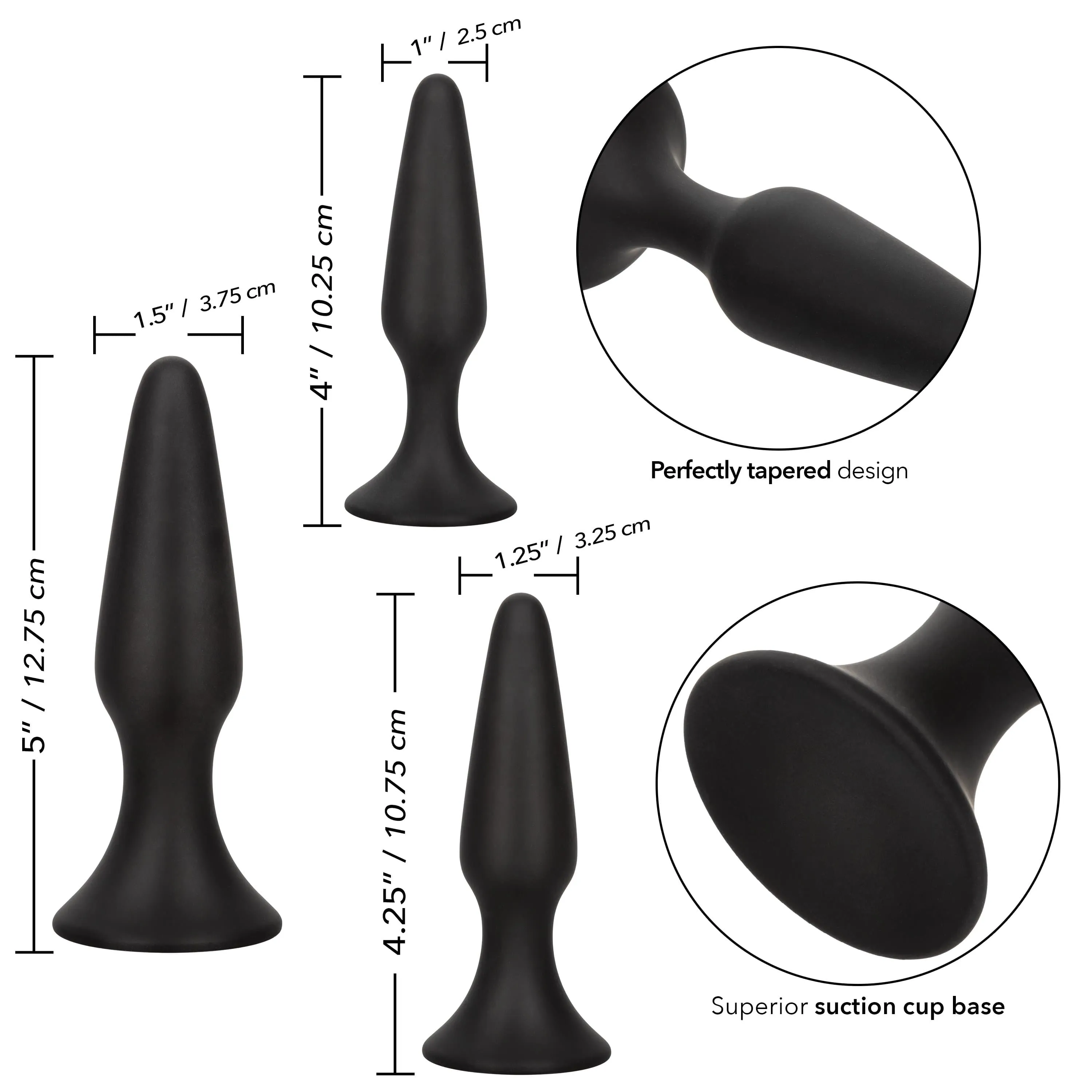 California Exotics - Colt Silicone Anal Trainer Kit 3 Plugs (Black)