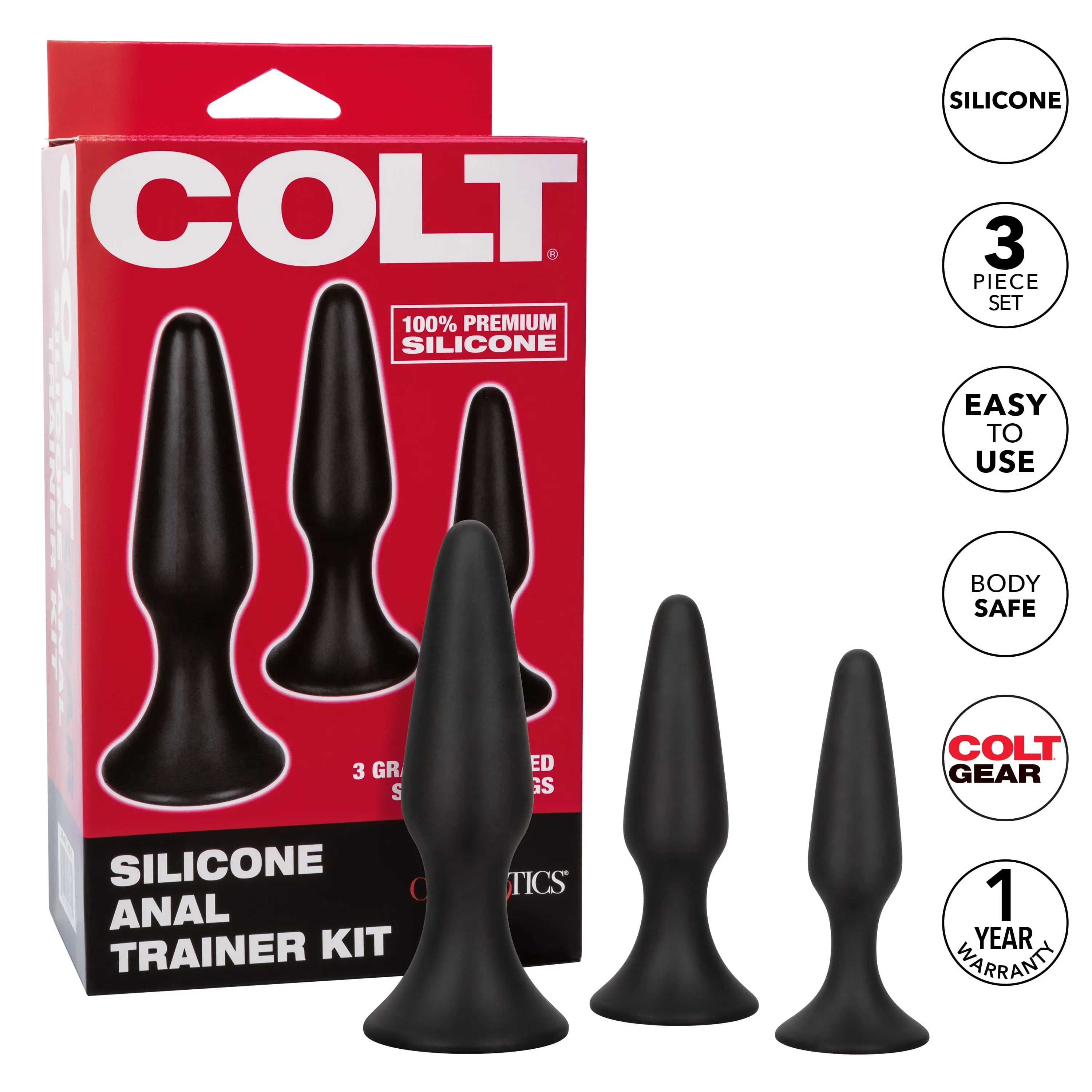 California Exotics - Colt Silicone Anal Trainer Kit 3 Plugs (Black)