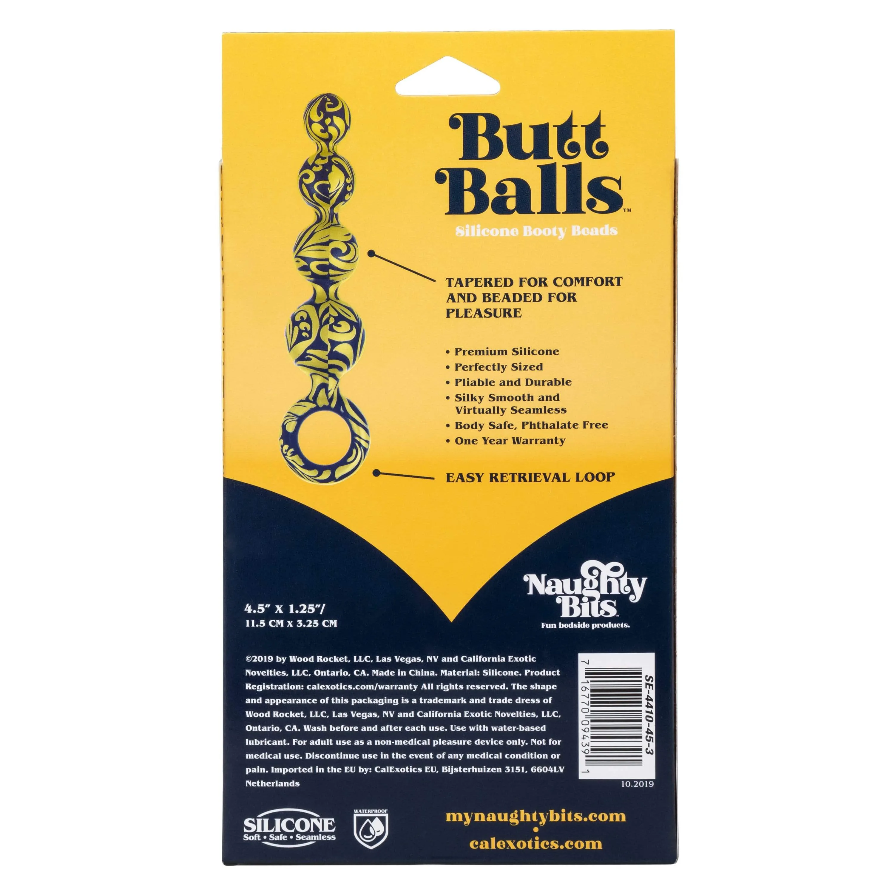 California Exotics - Naughty Bits Butt Balls Silicone Booty Beads (Black)