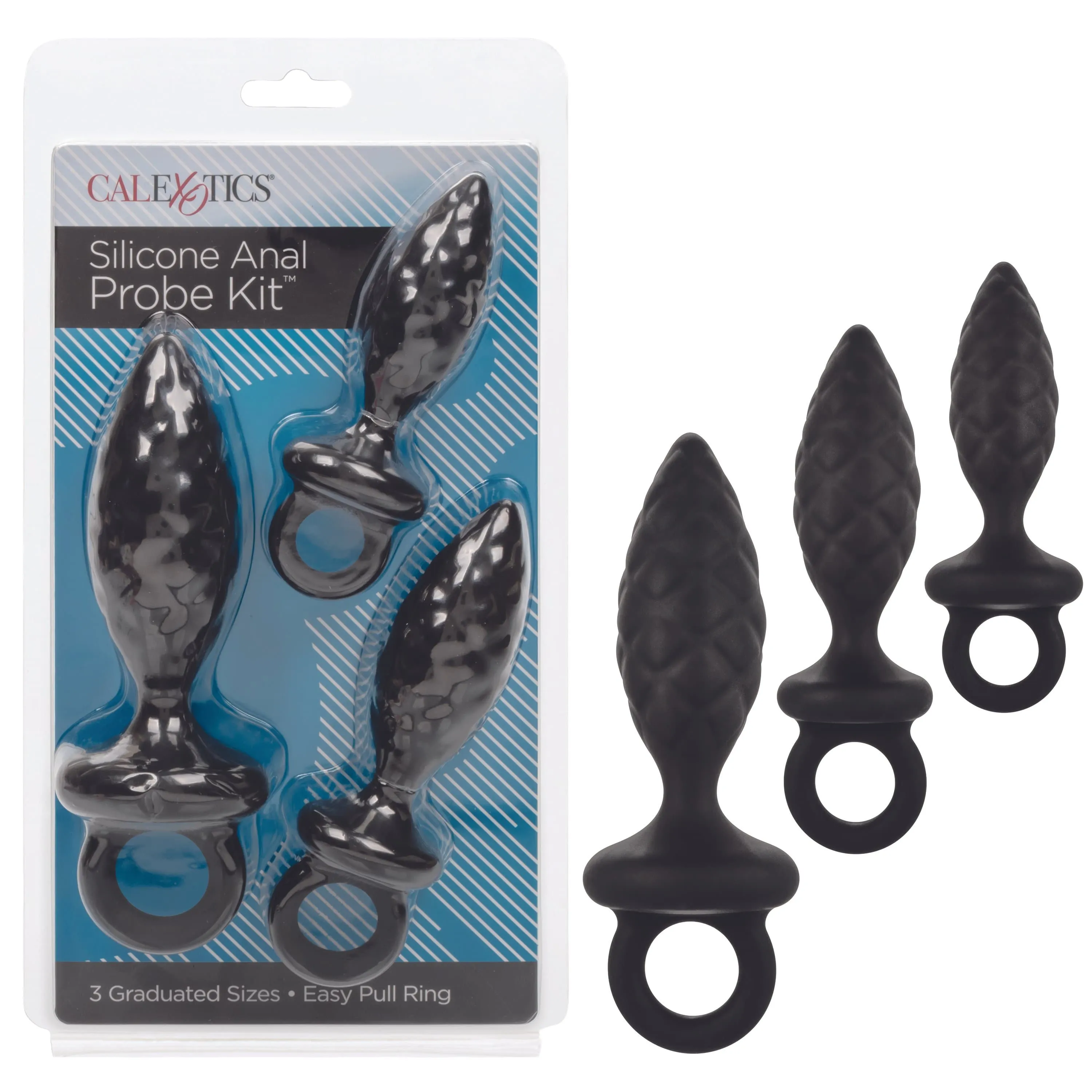 California Exotics - Silicone Anal Probe Kit 3 Plugs (Black)