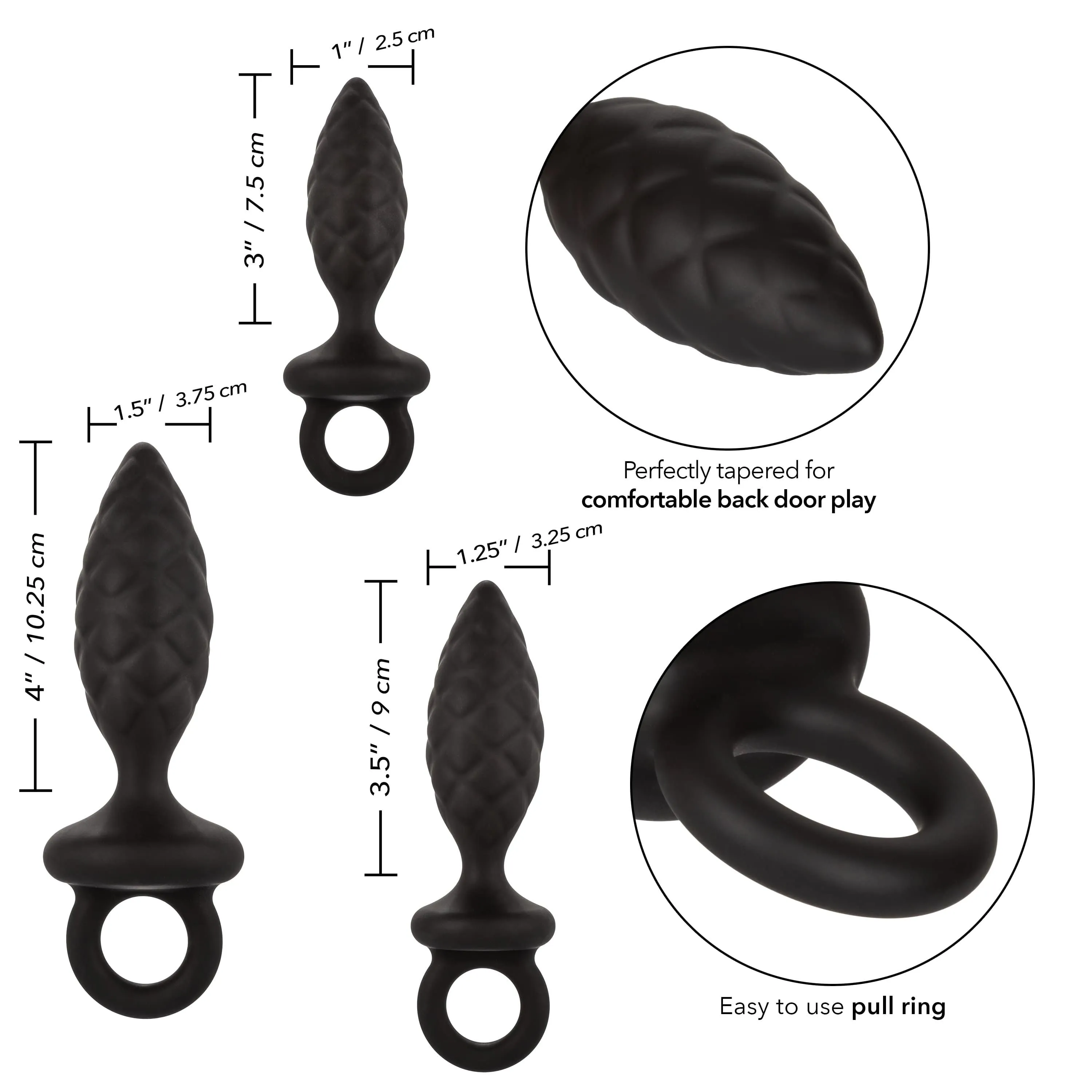 California Exotics - Silicone Anal Probe Kit 3 Plugs (Black)