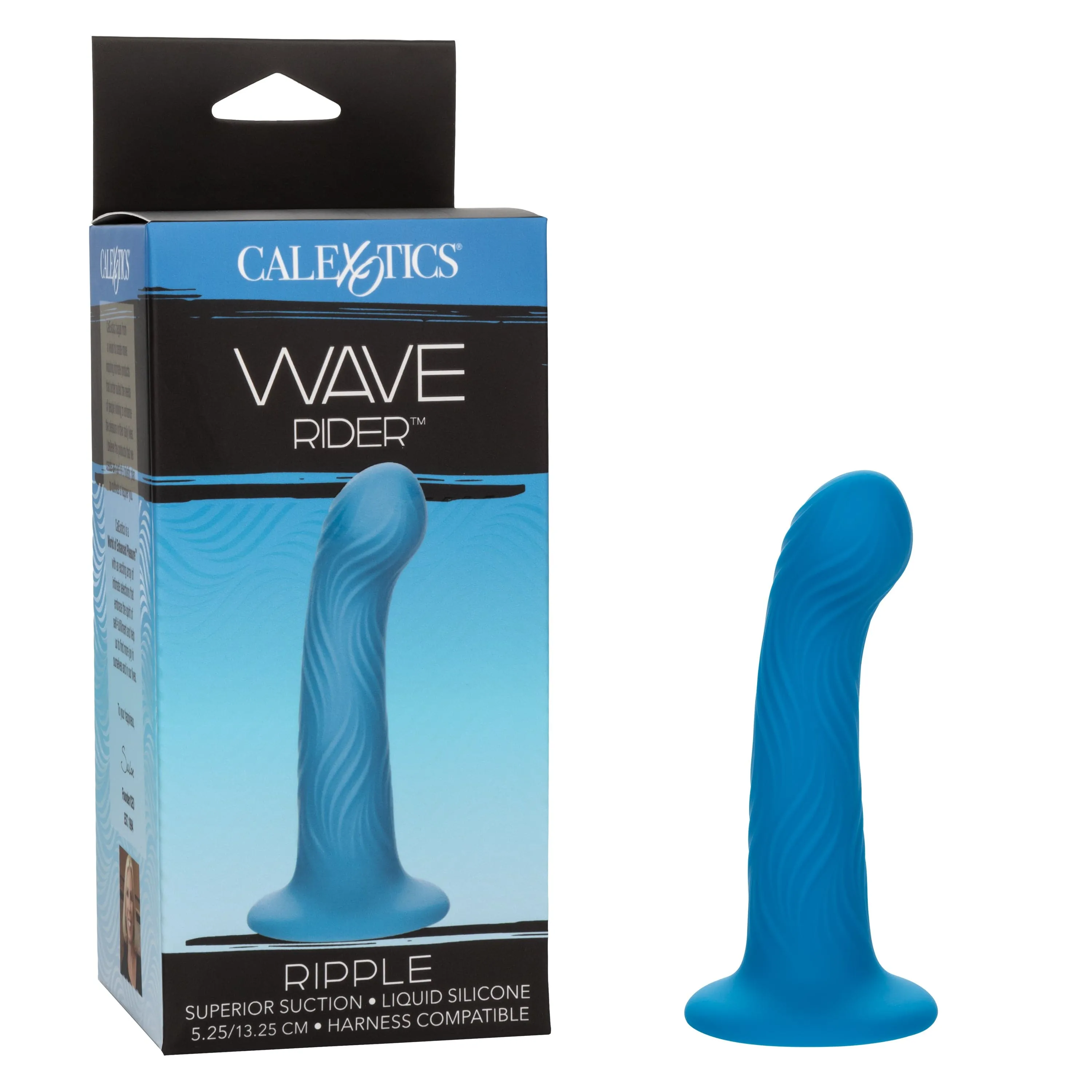 California Exotics - Wave Rider Ripple Strap On Dildo (Blue)