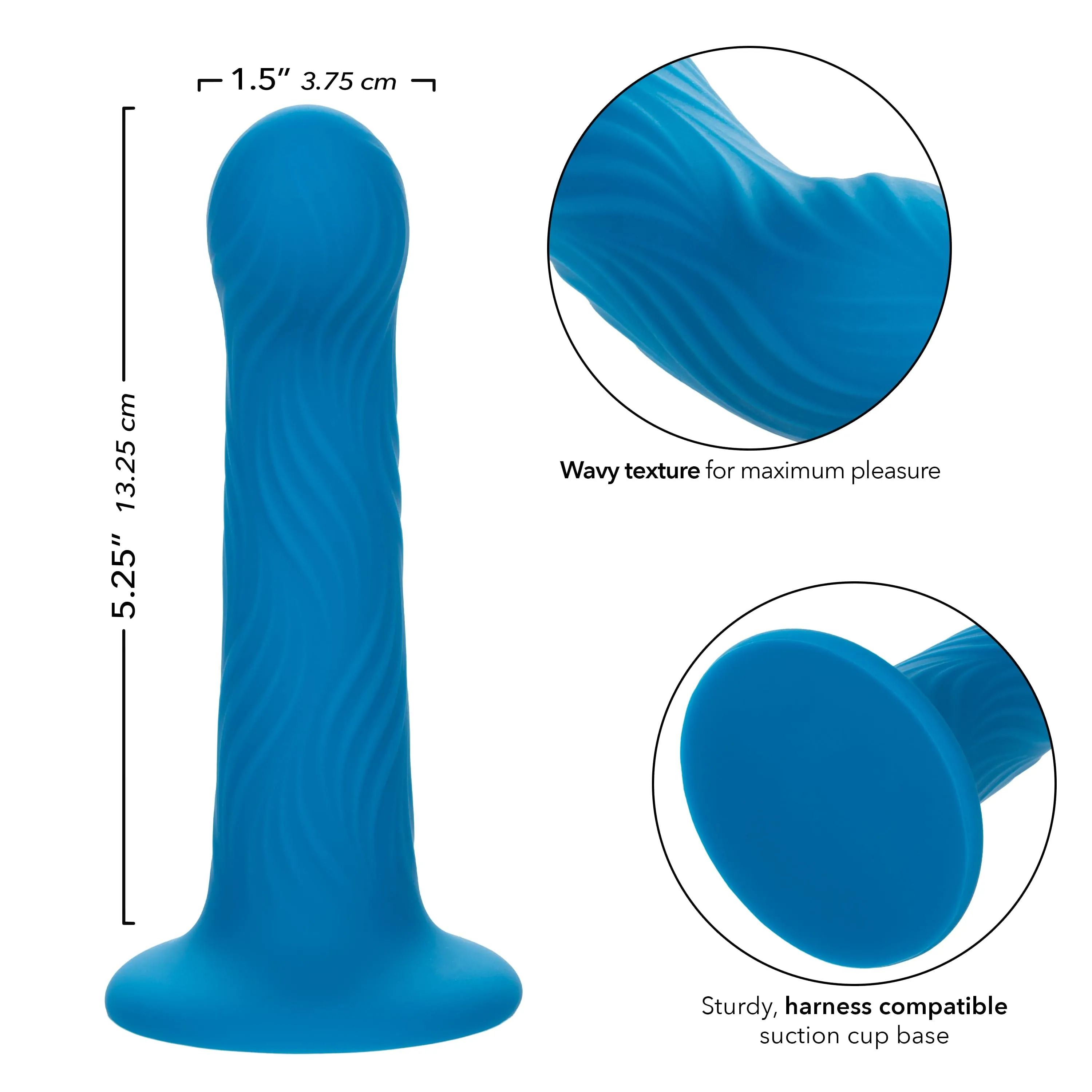 California Exotics - Wave Rider Ripple Strap On Dildo (Blue)