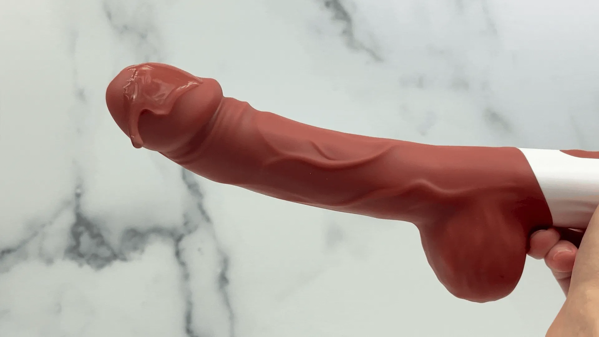 Cocoa Bliss - Curved Silicone Thrusting & Vibrating Dildo