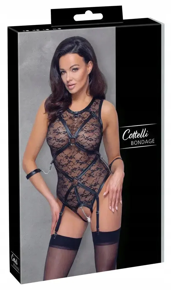 Cottelli BONDAGE - Leather and Lace - Body Size: S