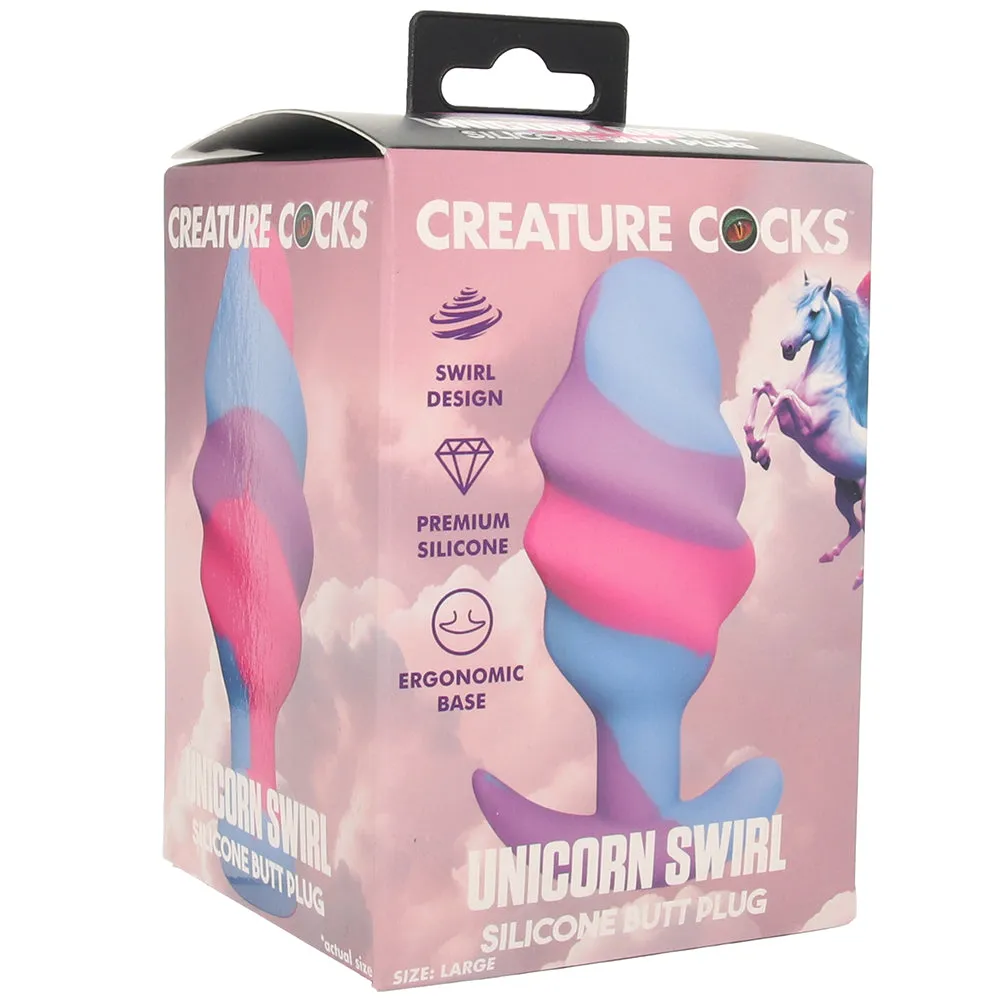 Creature Cocks Unicorn Swirl Silicone Butt Plug in Large
