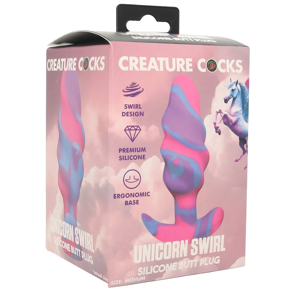 Creature Cocks Unicorn Swirl Silicone Butt Plug in Medium