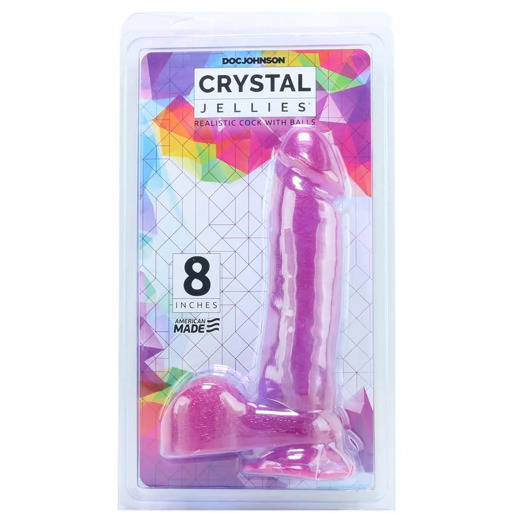Crystal Jellies 8 Inch Realistic Ballsy Cock in Purple