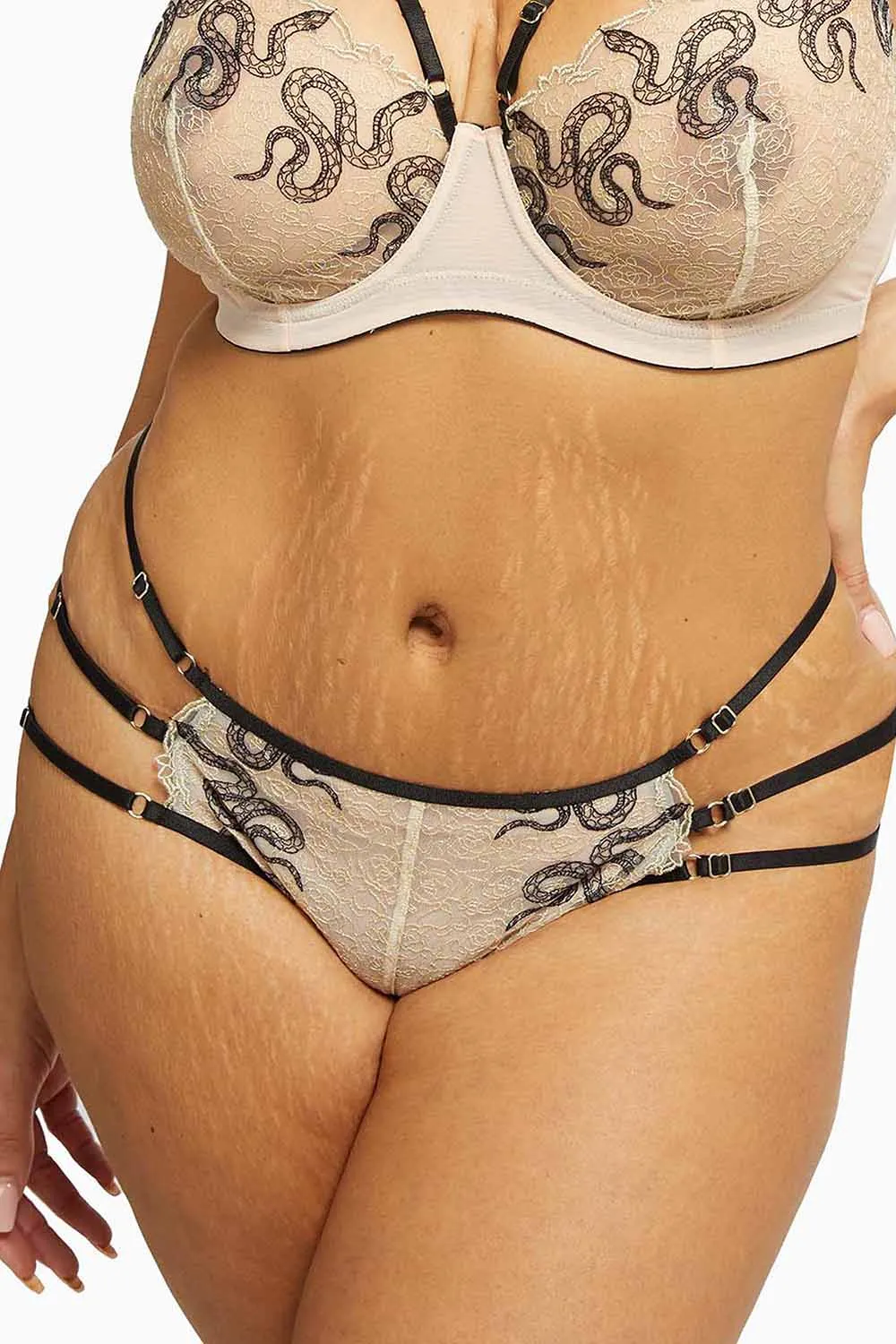 Dakota Snake Brief with Ring Details and Straps