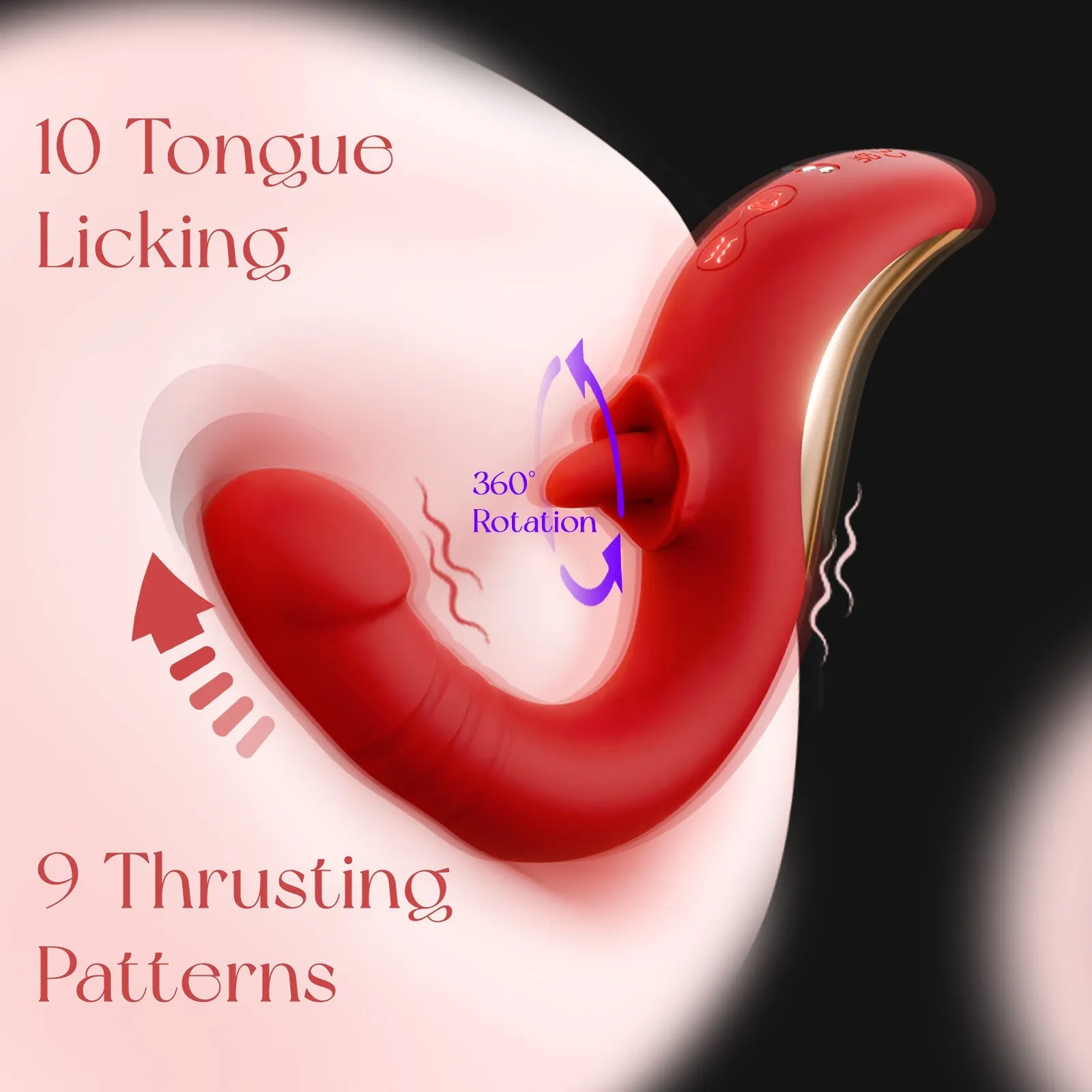 Dildo Vibrators Female Sex Toy with 9 Thrusting & 10 Licking Patterns