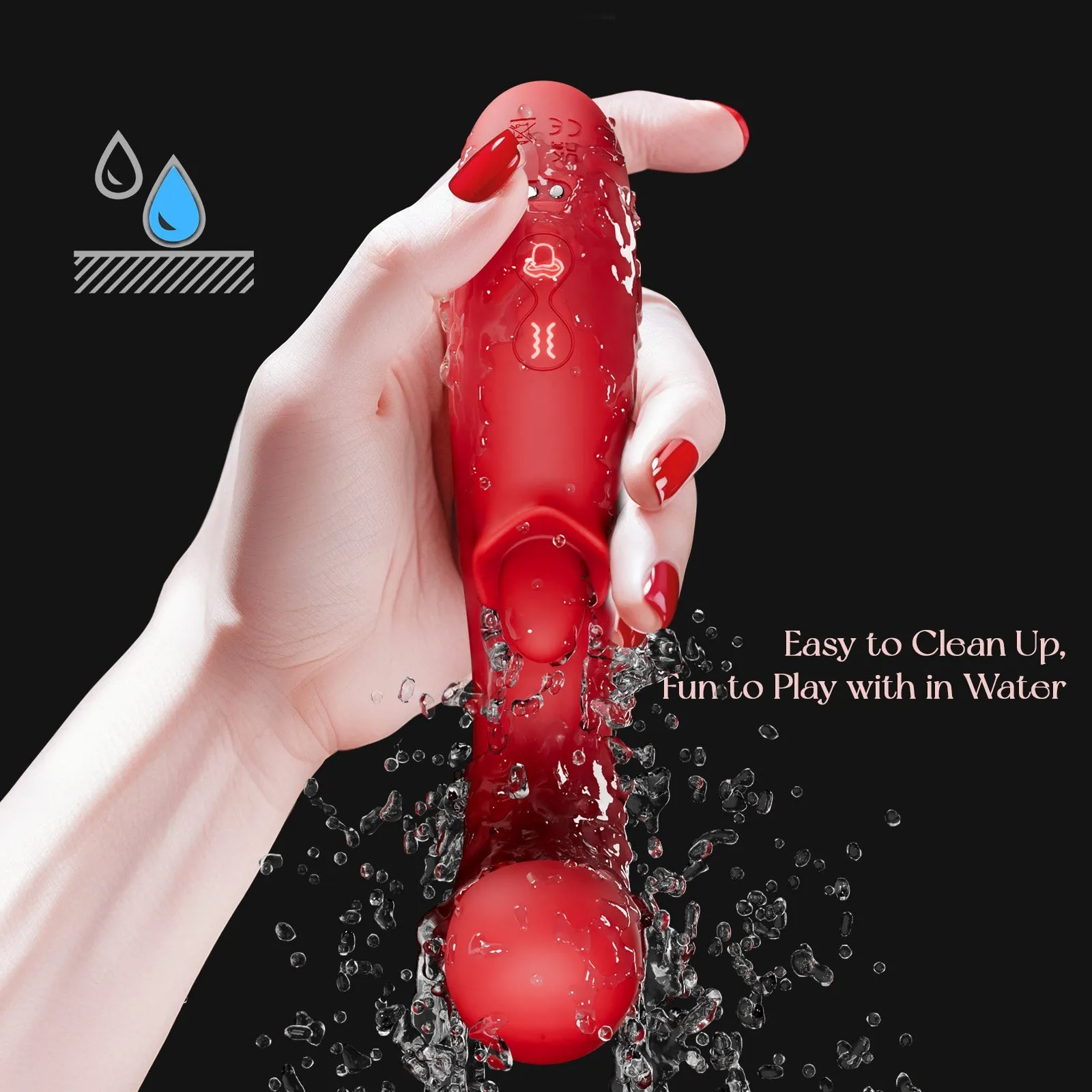 Dildo Vibrators Female Sex Toy with 9 Thrusting & 10 Licking Patterns