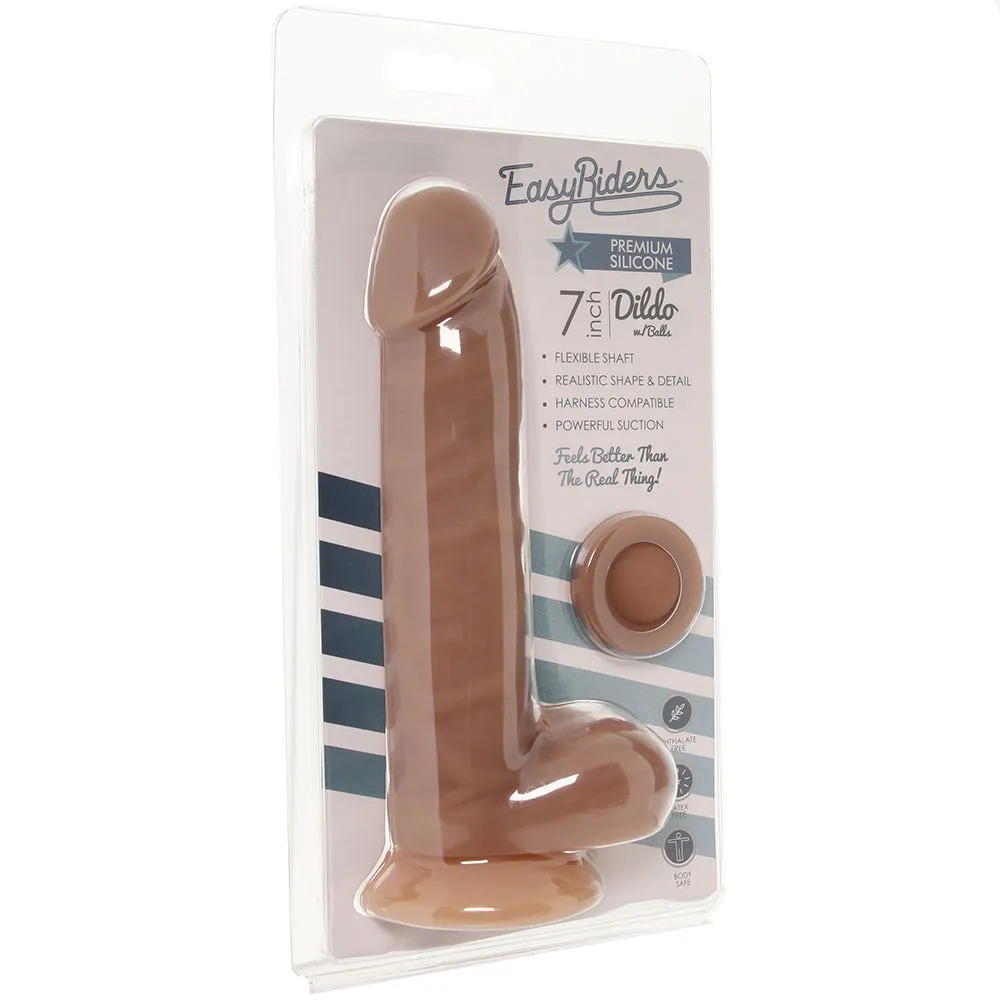 EasyRiders 7 Inch Silicone Dildo with Balls in Tan