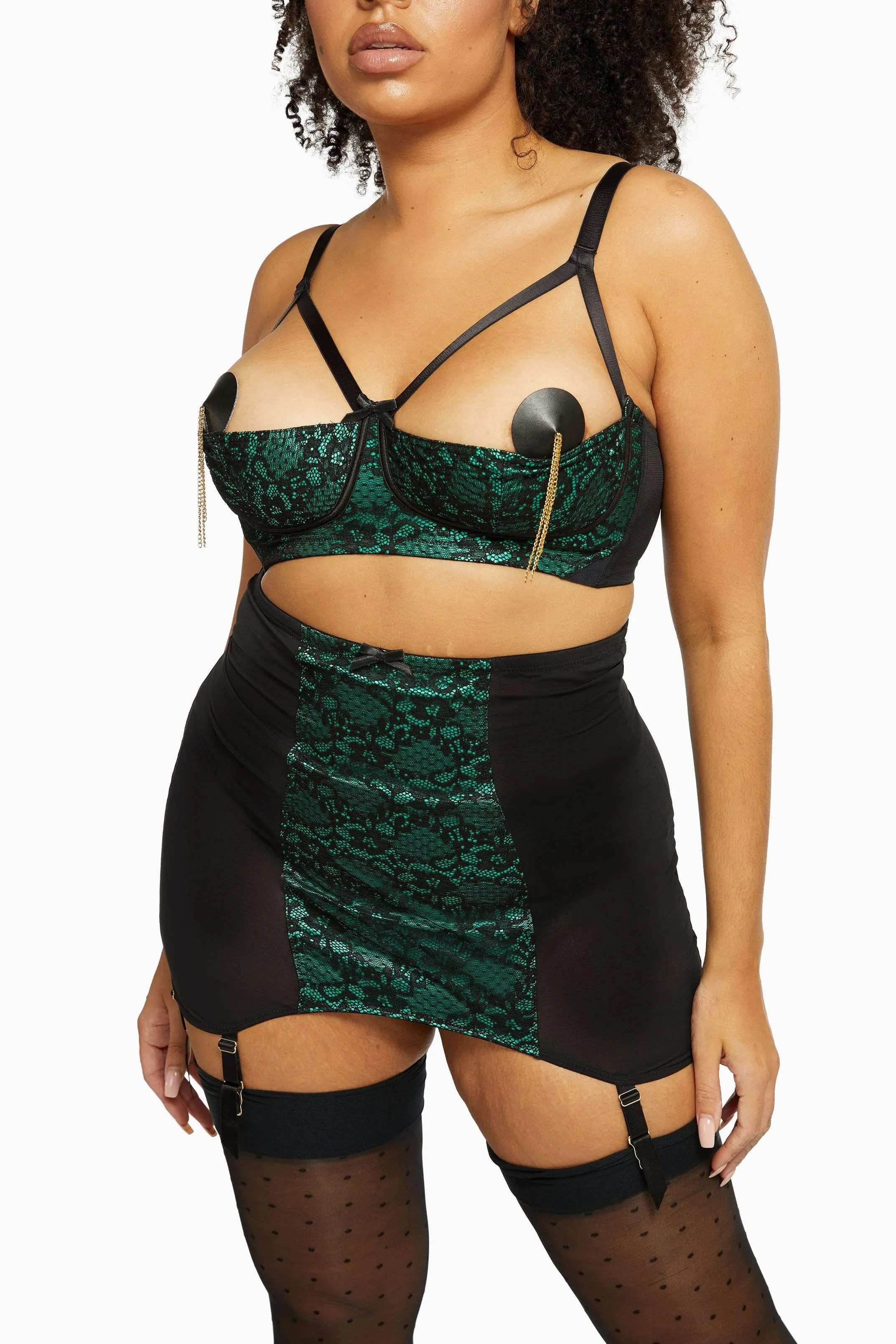 Elsie Emerald Lace 1/4 Cup Bra
