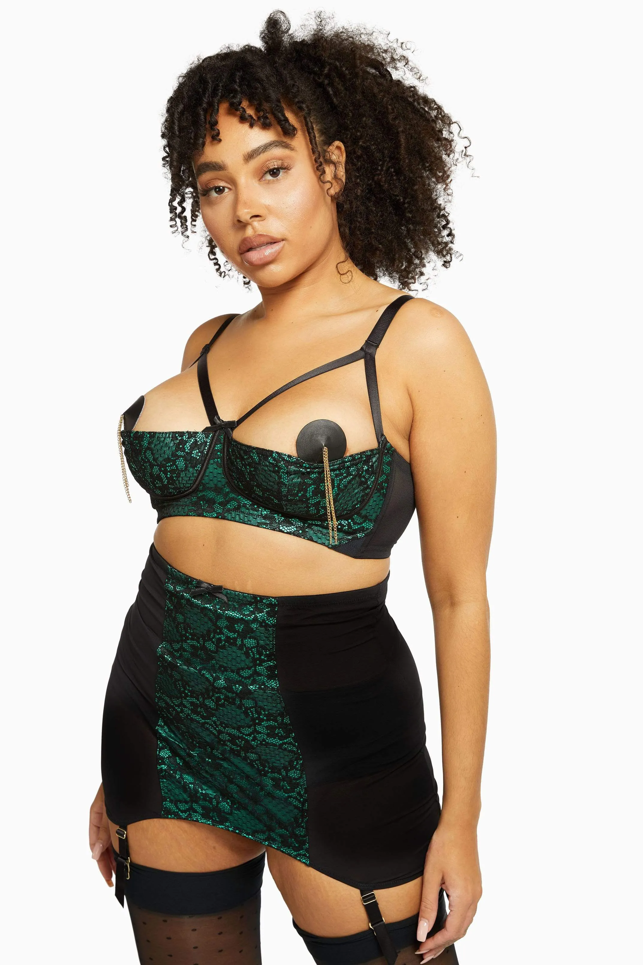 Elsie Emerald Lace 1/4 Cup Bra