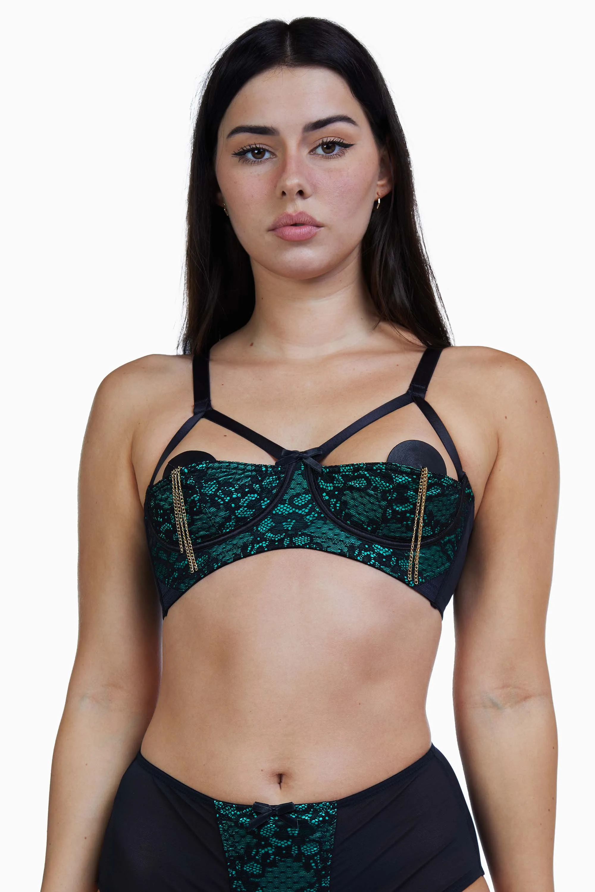 Elsie Emerald Lace 1/4 Cup Bra